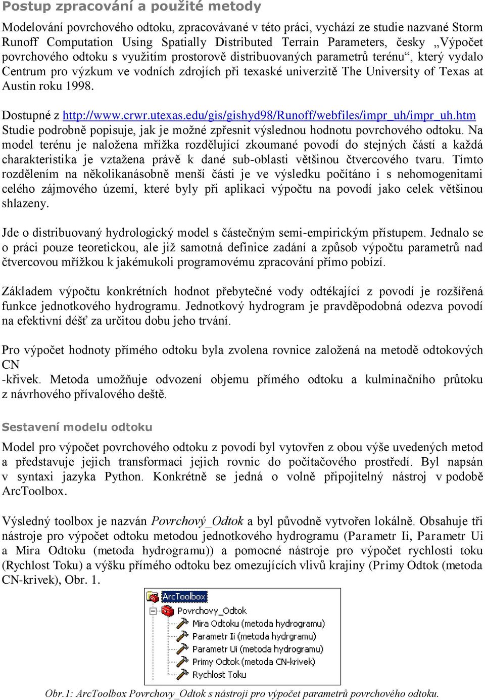 1998. Dostupné z http://www.crwr.utexas.edu/gis/gishyd98/runoff/webfiles/impr_uh/impr_uh.htm Studie podrobně popisuje, jak je možné zpřesnit výslednou hodnotu povrchového odtoku.