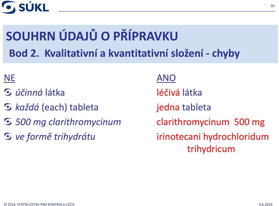 každá (each) tableta ANO léčivá látka jedna tableta 500 mg