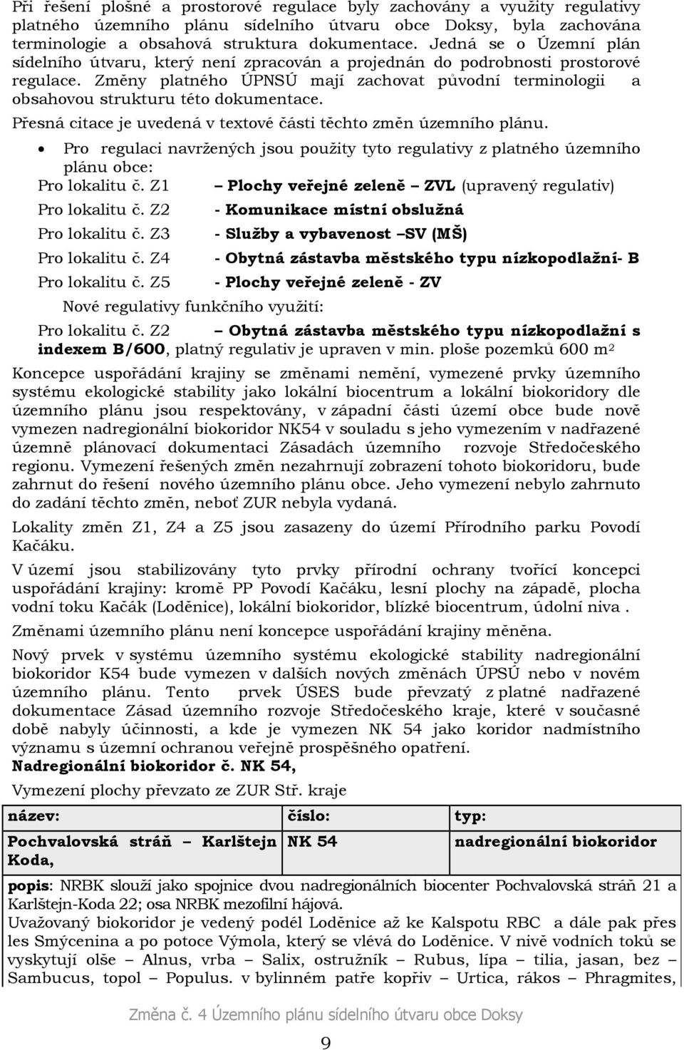 Změny platného ÚPNSÚ mají zachovat původní terminologii a obsahovou strukturu této dokumentace. Přesná citace je uvedená v textové části těchto změn územního plánu.