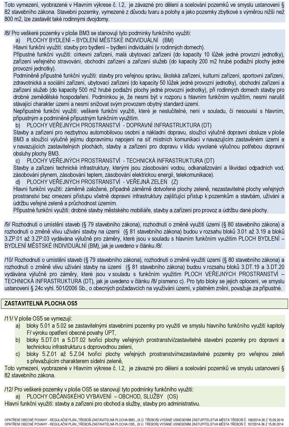 /8/ Pro veškeré pozemky v ploše BM3 se stanovují tyto podmínky funkčního využití: a) PLOCHY BYDLENÍ BYDLENÍ MĚSTSKÉ INDIVIDUÁLNÍ (BM) Hlavní funkční využití: stavby pro bydlení bydlení individuální