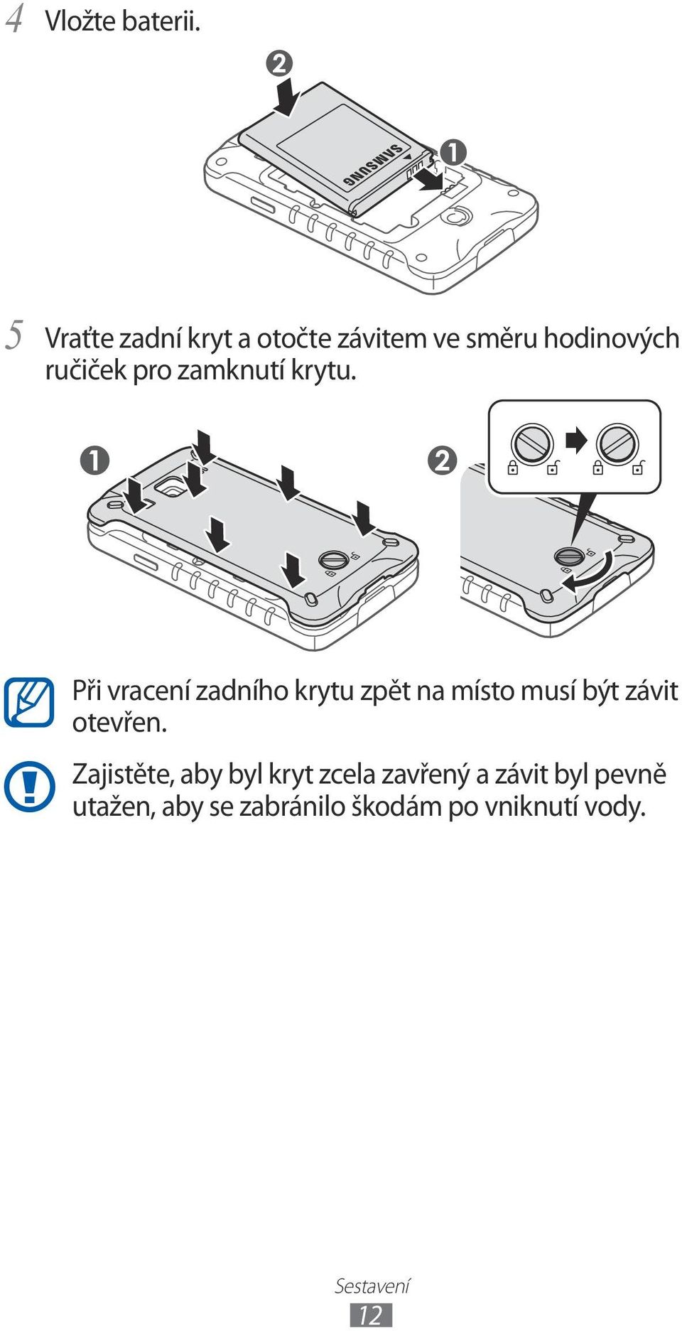 zamknutí krytu.