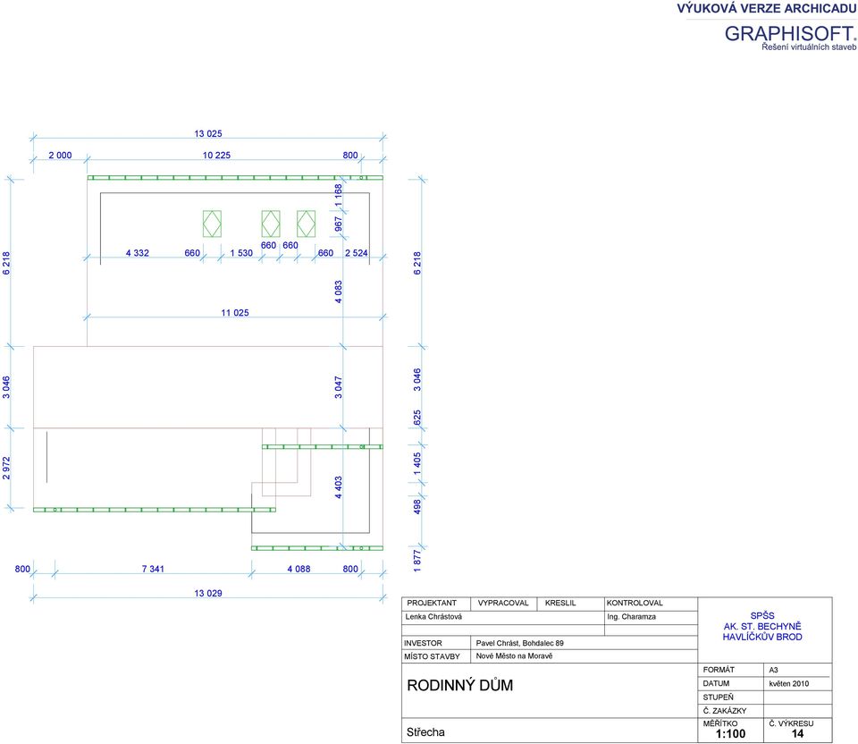 800 7 341 4 088 800 13 029 PROJEKTANT INVESTOR VYPRACOVAL KRESLIL Pavel