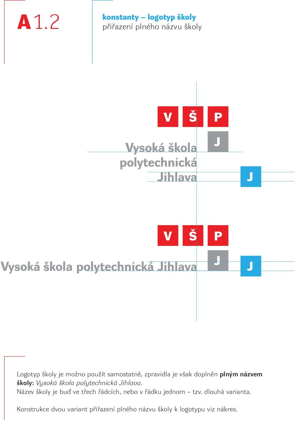 polytechnická Jihlava. Název školy je buď ve třech řádcích, nebo v řádku jednom tzv.