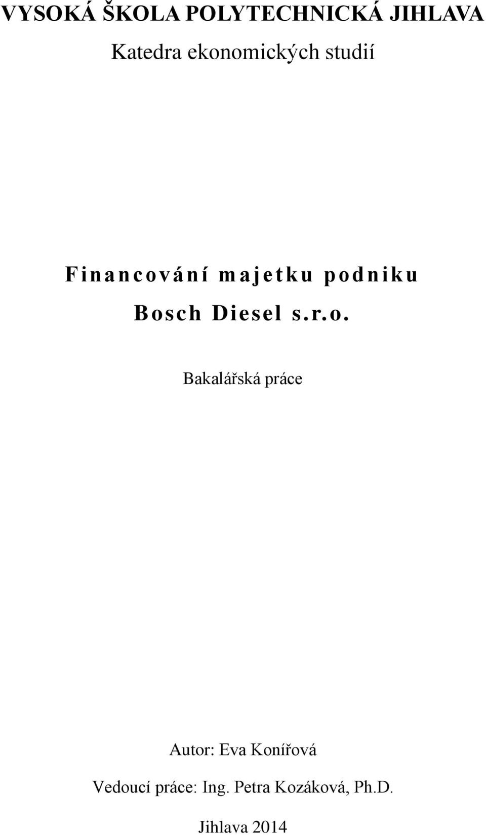Bosch Diesel s.r.o. Bakalářská práce Autor: Eva