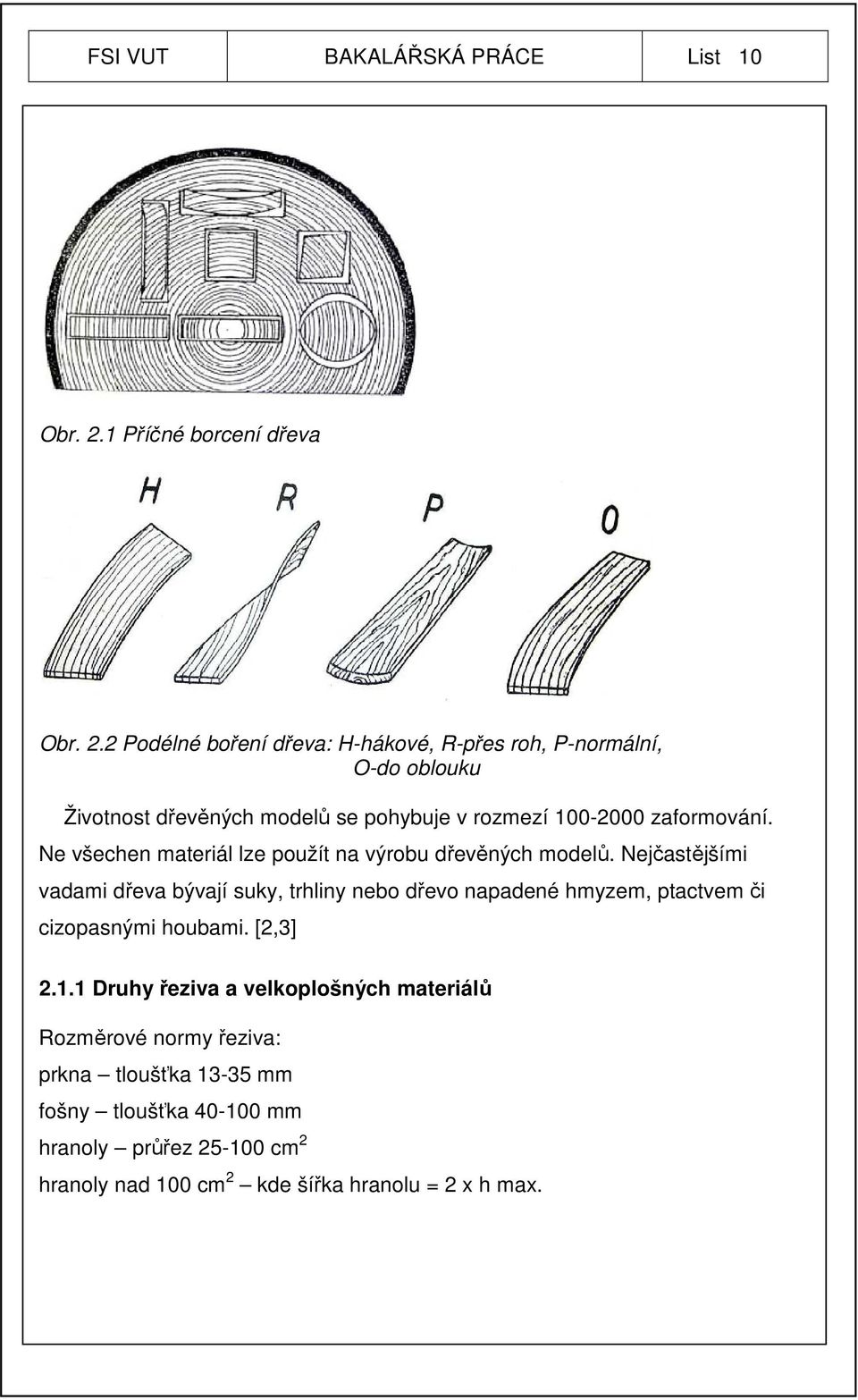 2 Podélné boření dřeva: H-hákové, R-přes roh, P-normální, O-do oblouku Životnost dřevěných modelů se pohybuje v rozmezí 100-2000 zaformování.