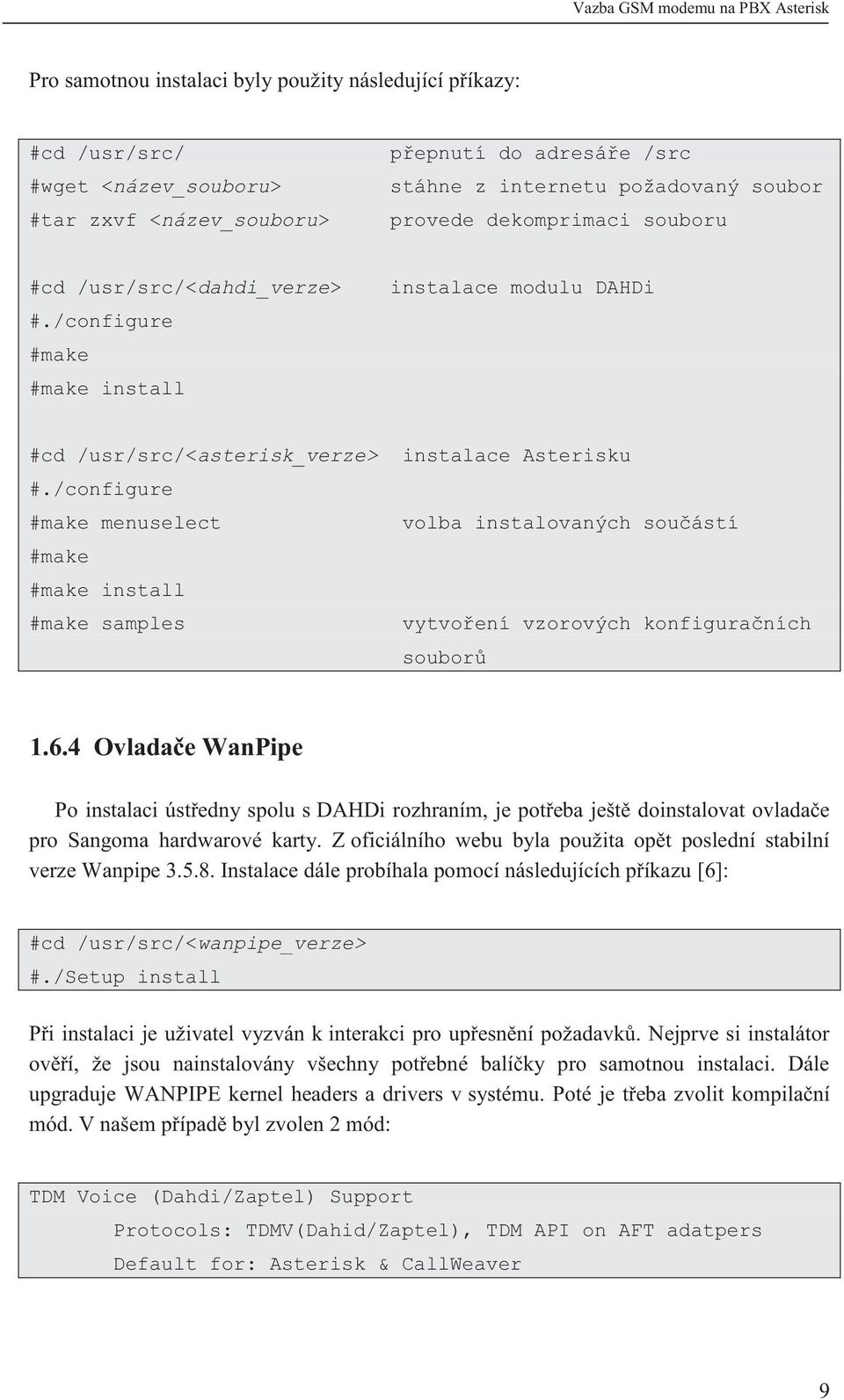 /configure #make menuselect volba instalovaných součástí #make #make install #make samples vytvoření vzorových konfiguračních souborů 1.6.