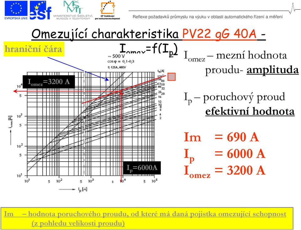 hodnota I p =6000A Im = 690 A I p = 6000 A I omez = 3200 A Im hodnota