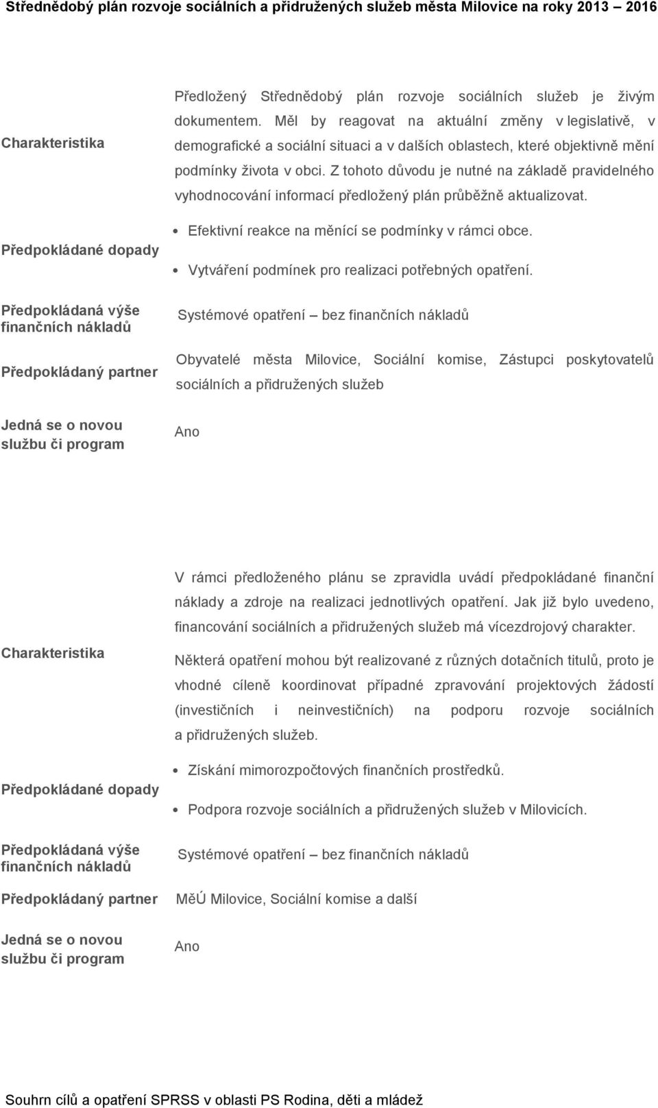 Z tohoto důvodu je nutné na základě pravidelného vyhodnocování informací předložený plán průběžně aktualizovat. Efektivní reakce na měnící se podmínky v rámci obce.