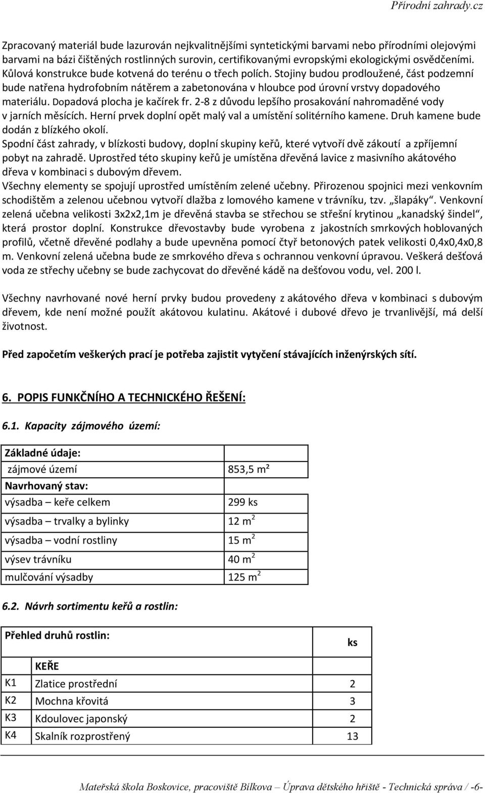 Dopadová plocha je kačírek fr. 2-8 z důvodu lepšího prosakování nahromaděné vody v jarních měsících. Herní prvek doplní opět malý val a umístění solitérního kamene.