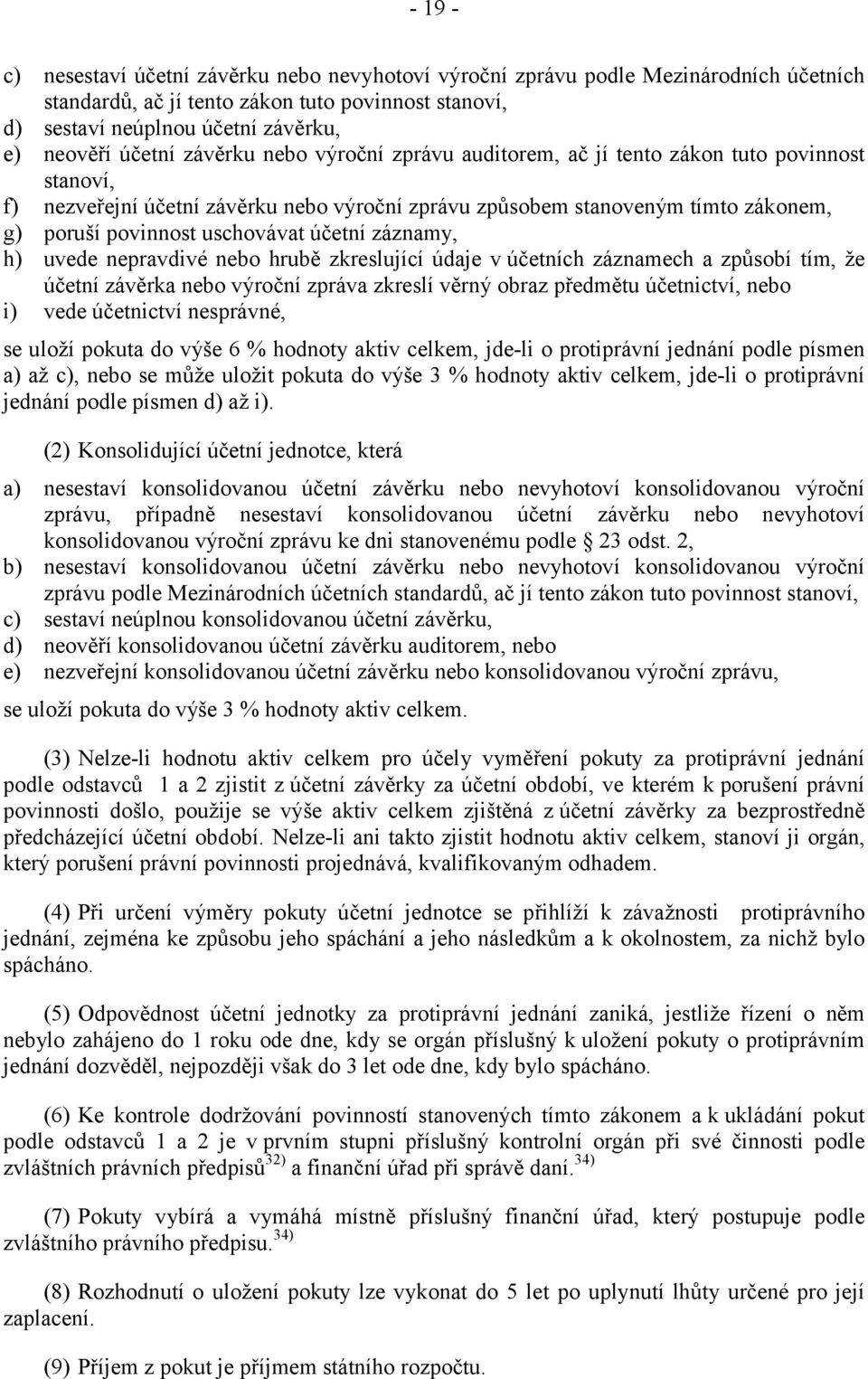 uschovávat účetní záznamy, h) uvede nepravdivé nebo hrubě zkreslující údaje v účetních záznamech a způsobí tím, že účetní závěrka nebo výroční zpráva zkreslí věrný obraz předmětu účetnictví, nebo i)