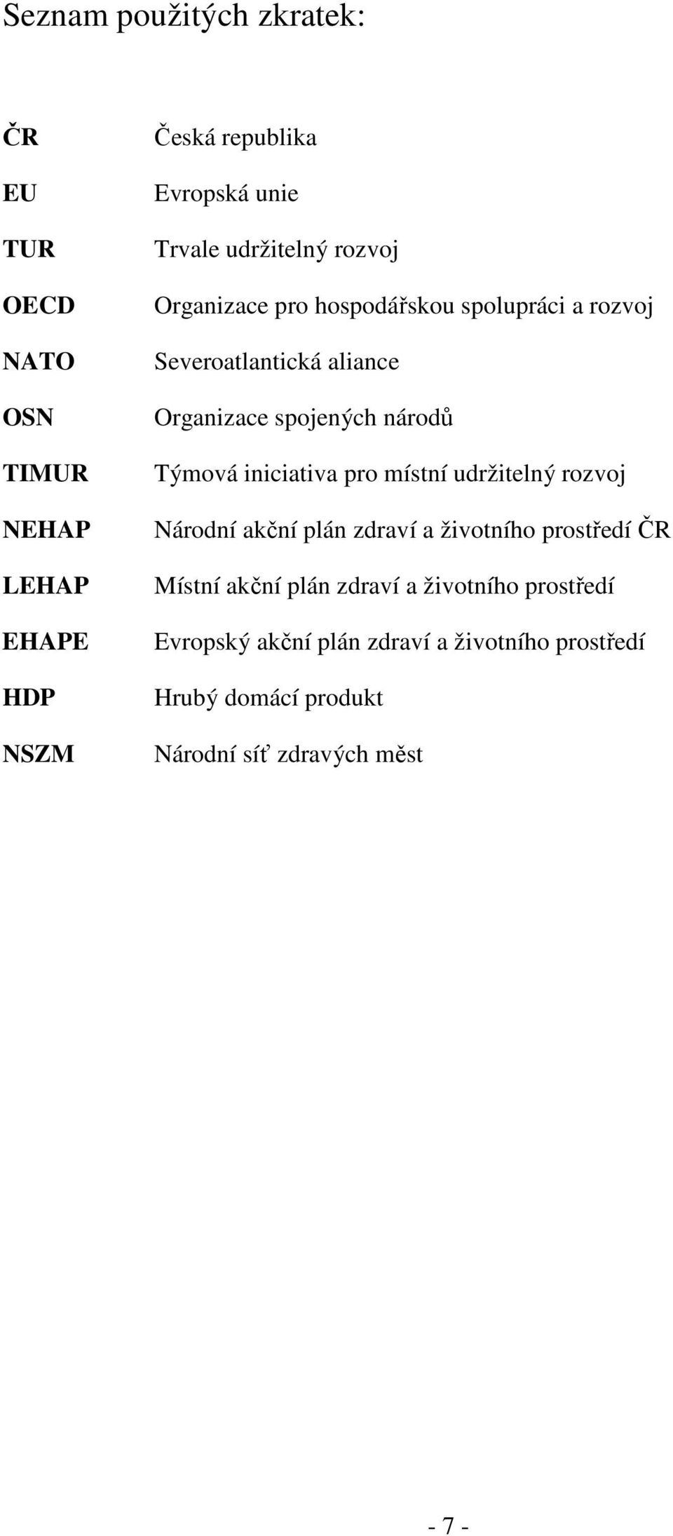 Týmová iniciativa pro místní udržitelný rozvoj Národní akční plán zdraví a životního prostředí ČR Místní akční plán