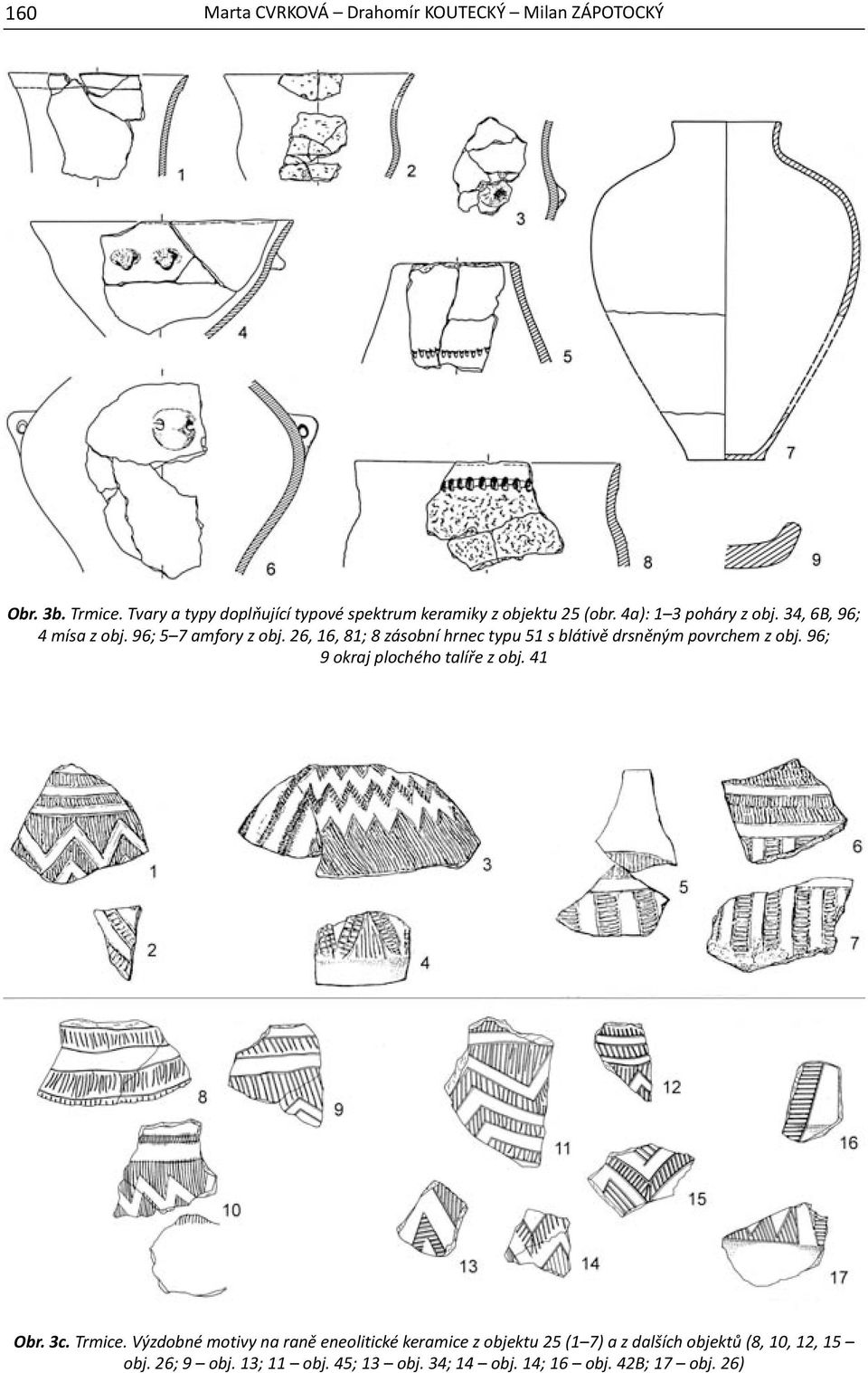 96; 5 7 amfory z obj. 26, 16, 81; 8 zásobní hrnec typu 51 s blátivě drsněným povrchem z obj. 96; 9 okraj plochého talíře z obj.