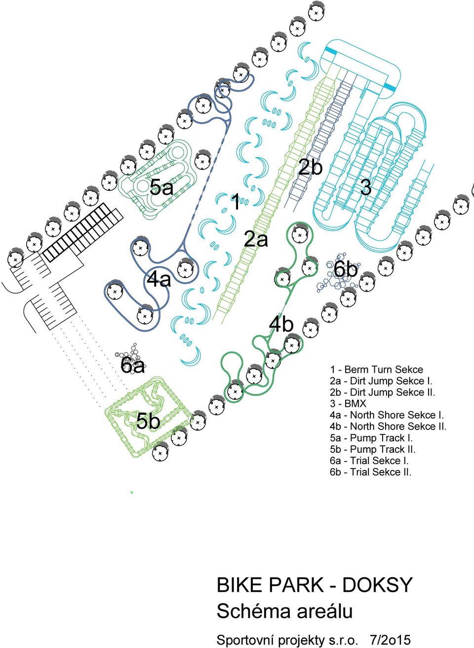 4b - North Shore Sekce II. 5a - Pump Track I. 5b - Pump Track II.