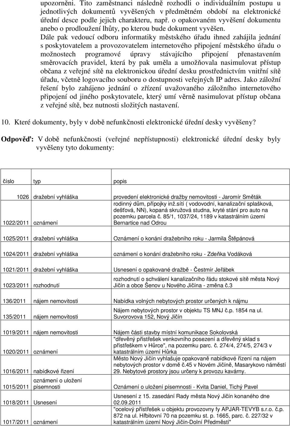 Dále pak vedoucí odboru informatiky městského úřadu ihned zahájila jednání s poskytovatelem a provozovatelem internetového připojení městského úřadu o možnostech programové úpravy stávajícího