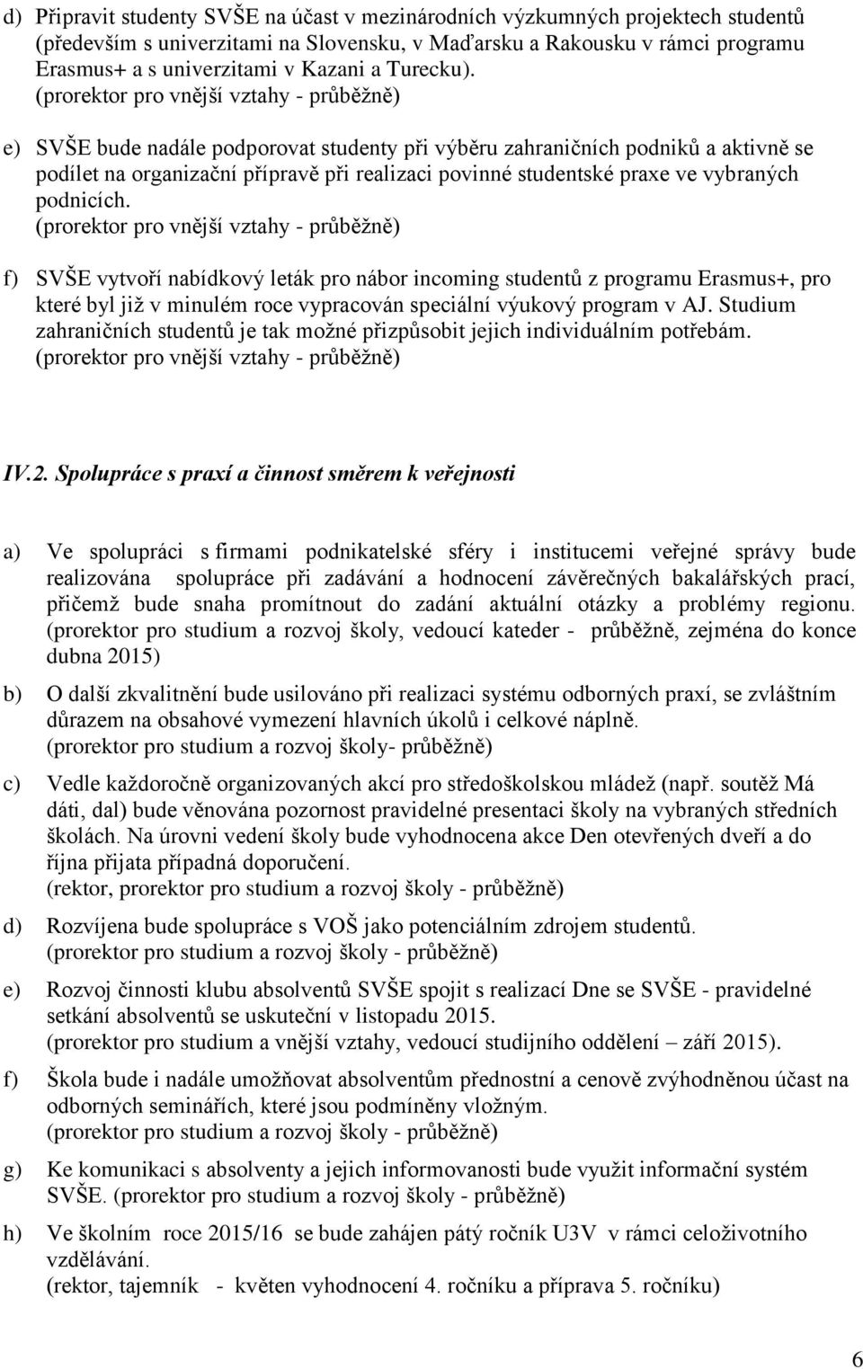 f) SVŠE vytvoří nabídkový leták pro nábor incoming studentů z programu Erasmus+, pro které byl již v minulém roce vypracován speciální výukový program v AJ.