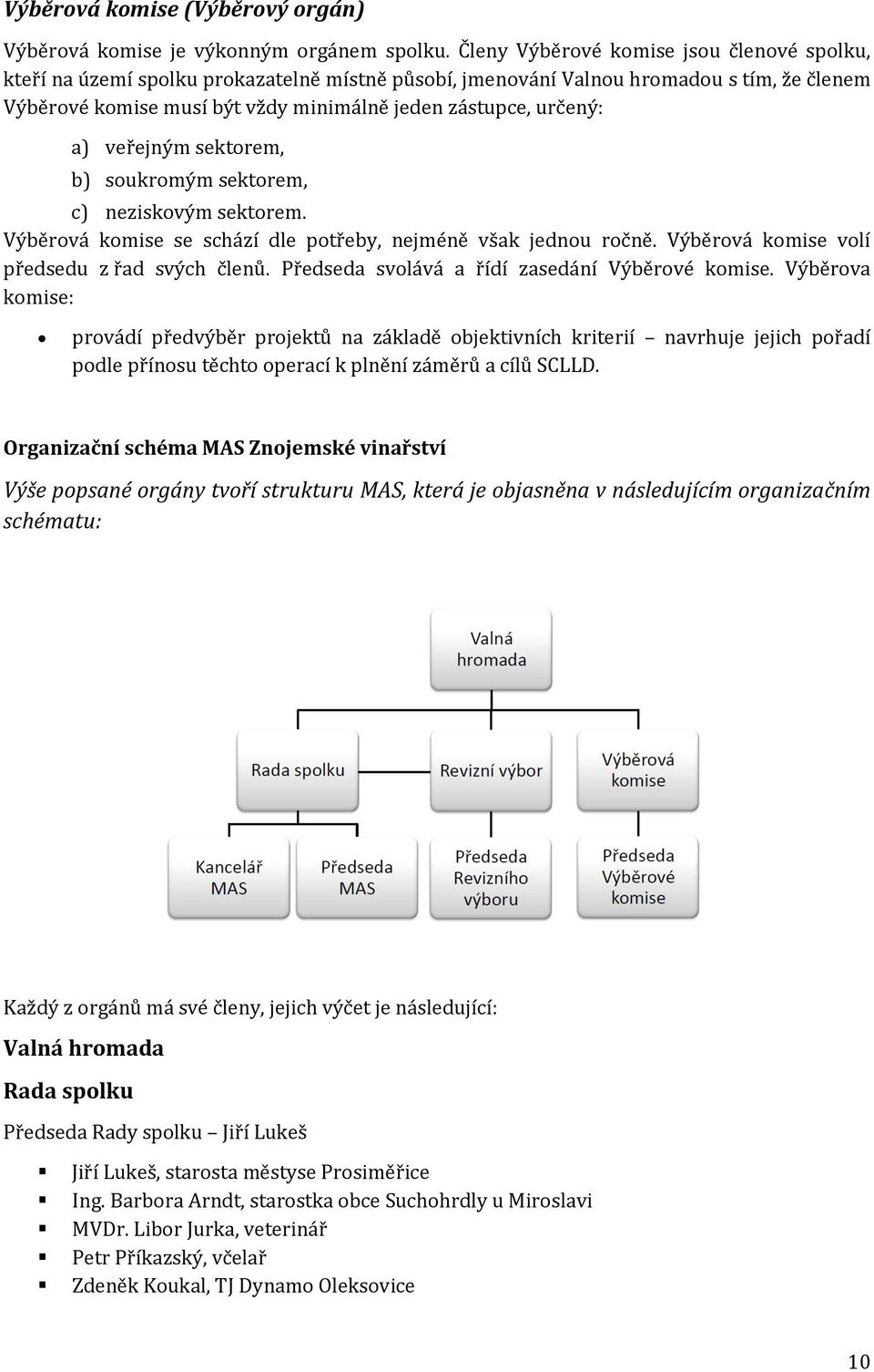 a) veřejným sektorem, b) soukromým sektorem, c) neziskovým sektorem. Výběrová komise se schází dle potřeby, nejméně však jednou ročně. Výběrová komise volí předsedu z řad svých členů.