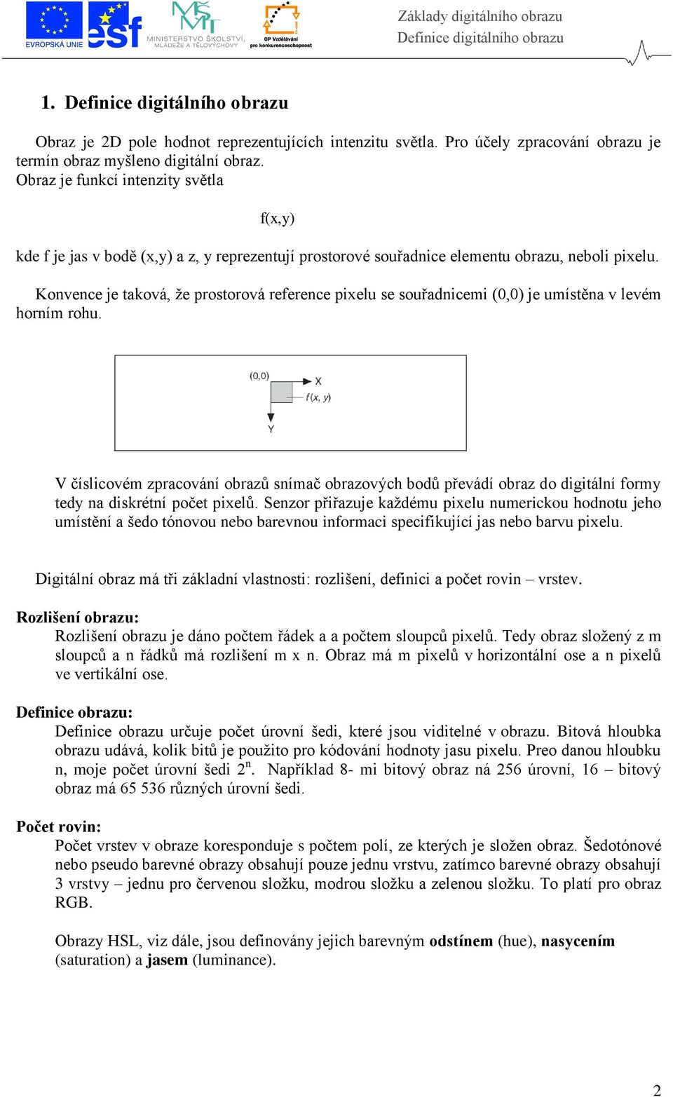 Konvence je taková, že prostorová reference pixelu se souřadnicemi (0,0) je umístěna v levém horním rohu.