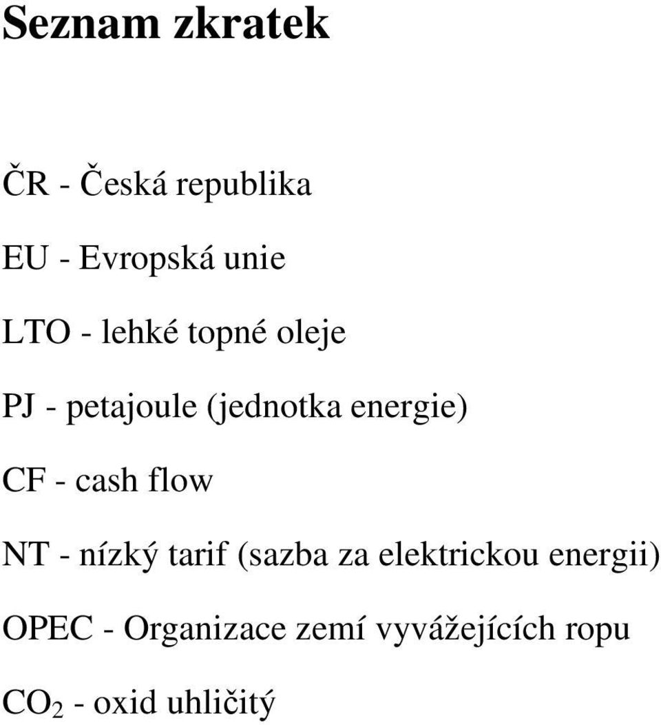 cash flow NT - nízký tarif (sazba za elektrickou energii)