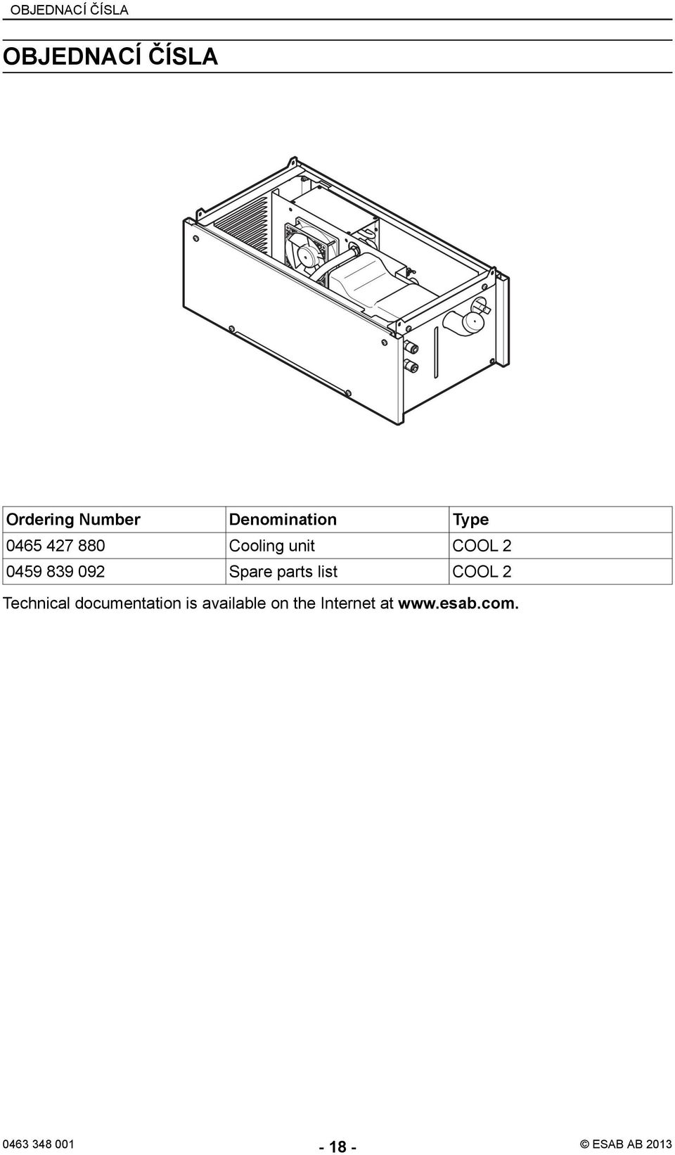 839 092 Spare parts list COOL 2 Technical documentation is