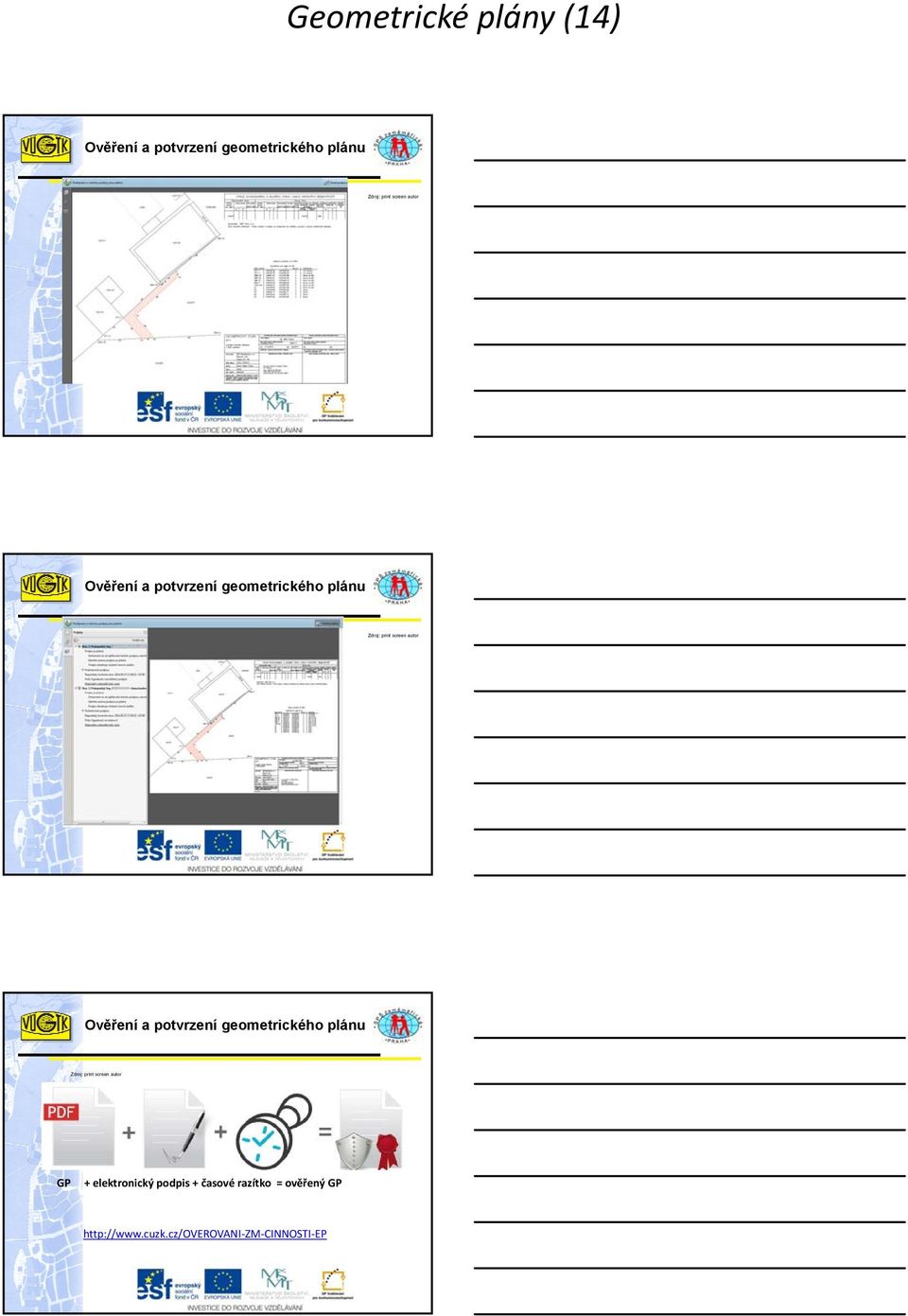 Ověření a potvrzení geometrického plánu Zdroj: print screen autor GP +