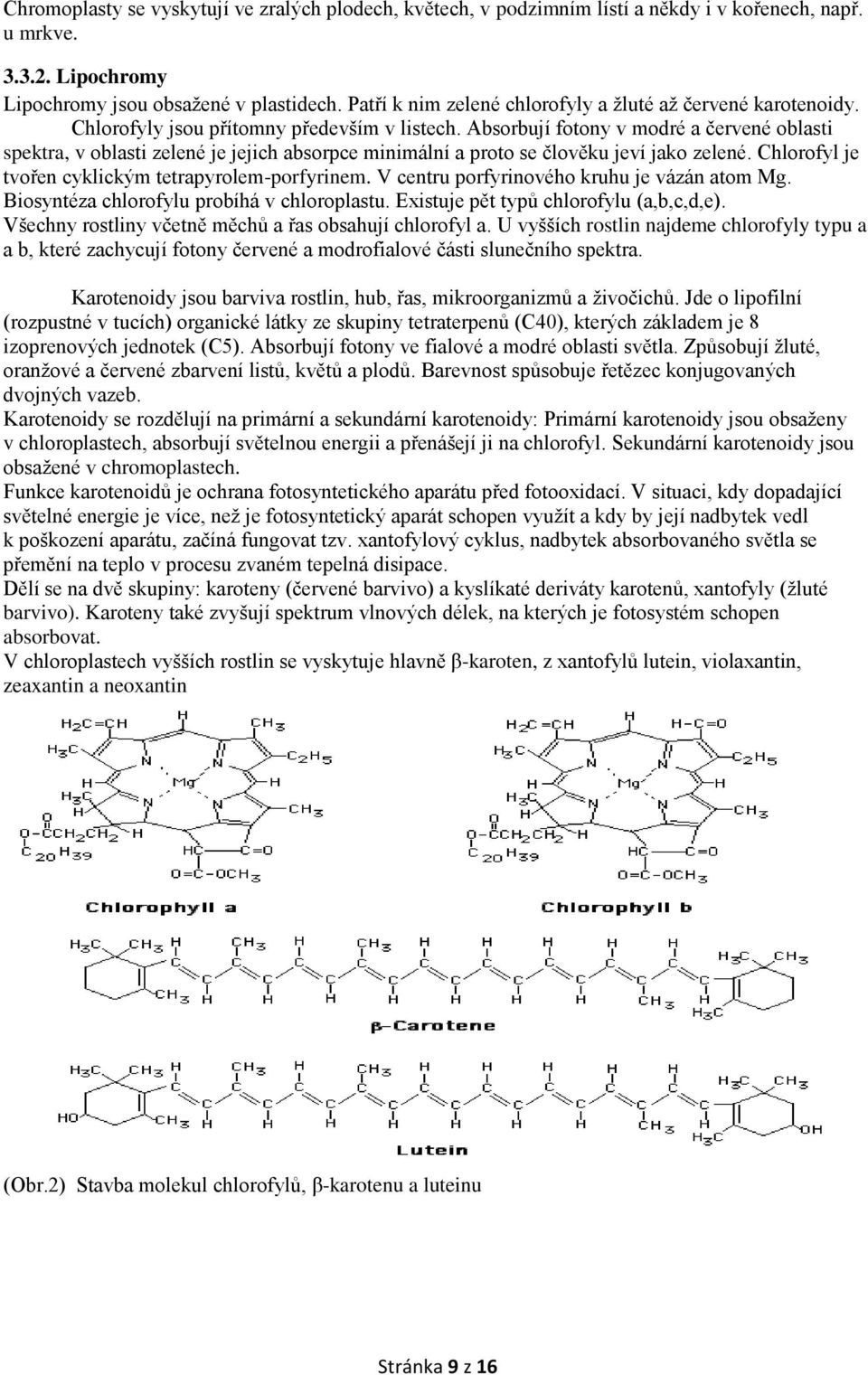 Absorbují fotony v modré a červené oblasti spektra, v oblasti zelené je jejich absorpce minimální a proto se člověku jeví jako zelené. Chlorofyl je tvořen cyklickým tetrapyrolem-porfyrinem.