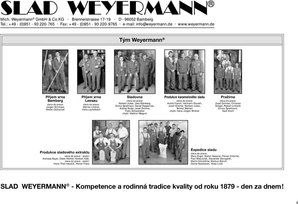 Gimmer, Norbert Judex, Wilmar Weinert chybí: Hans-Jürgen Winkler Pražírna zleva do prava: Josef Gimmer, Christian Gröger, Robert Linhardt Enrico Spielmann, Gerd Koch Produkce sladového extraktu zleva