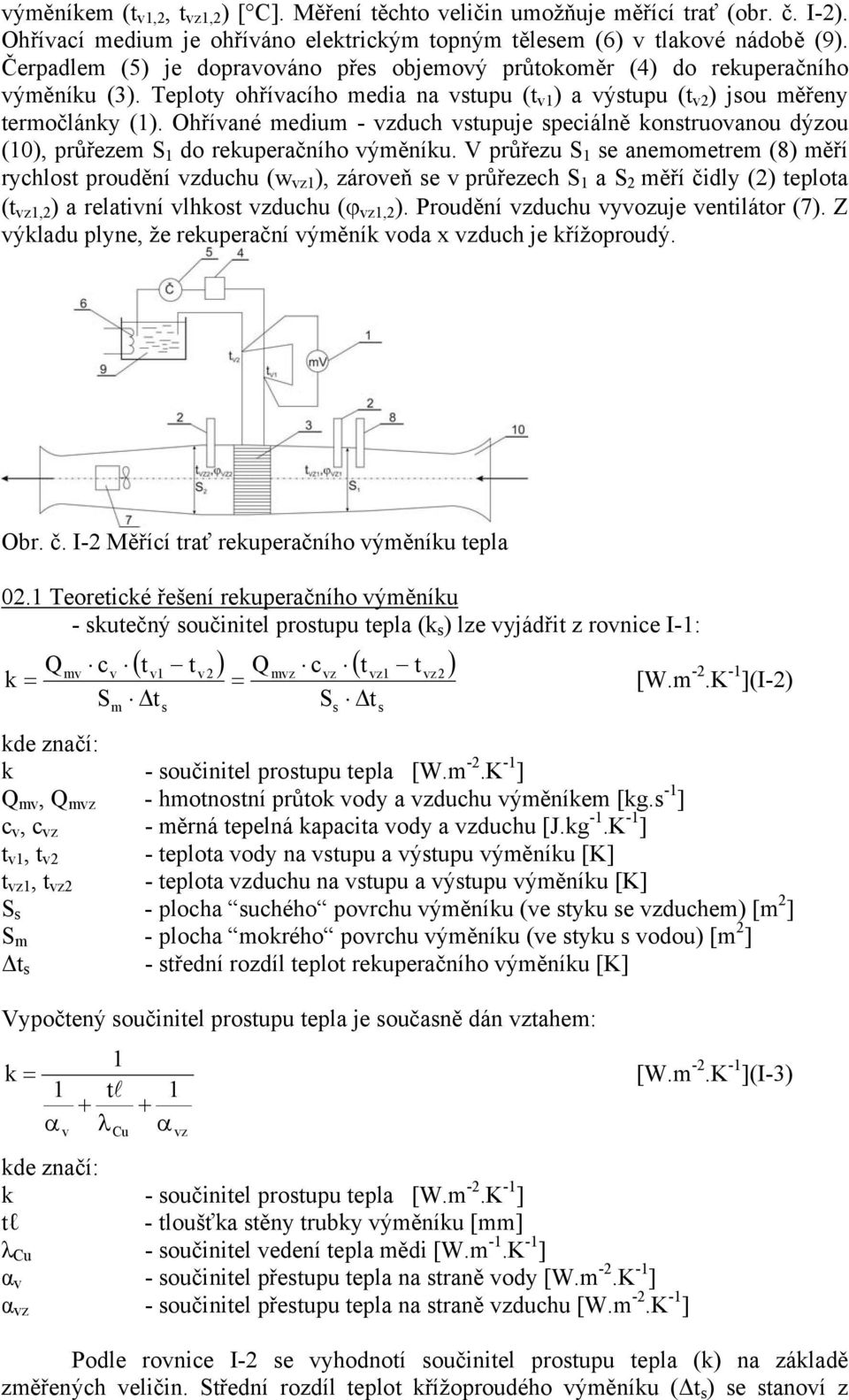 Ohřívané meium - vzuch vstupuje speciálně konstruovanou ýzou (0), průřezem S o rekuperačního výměníku.