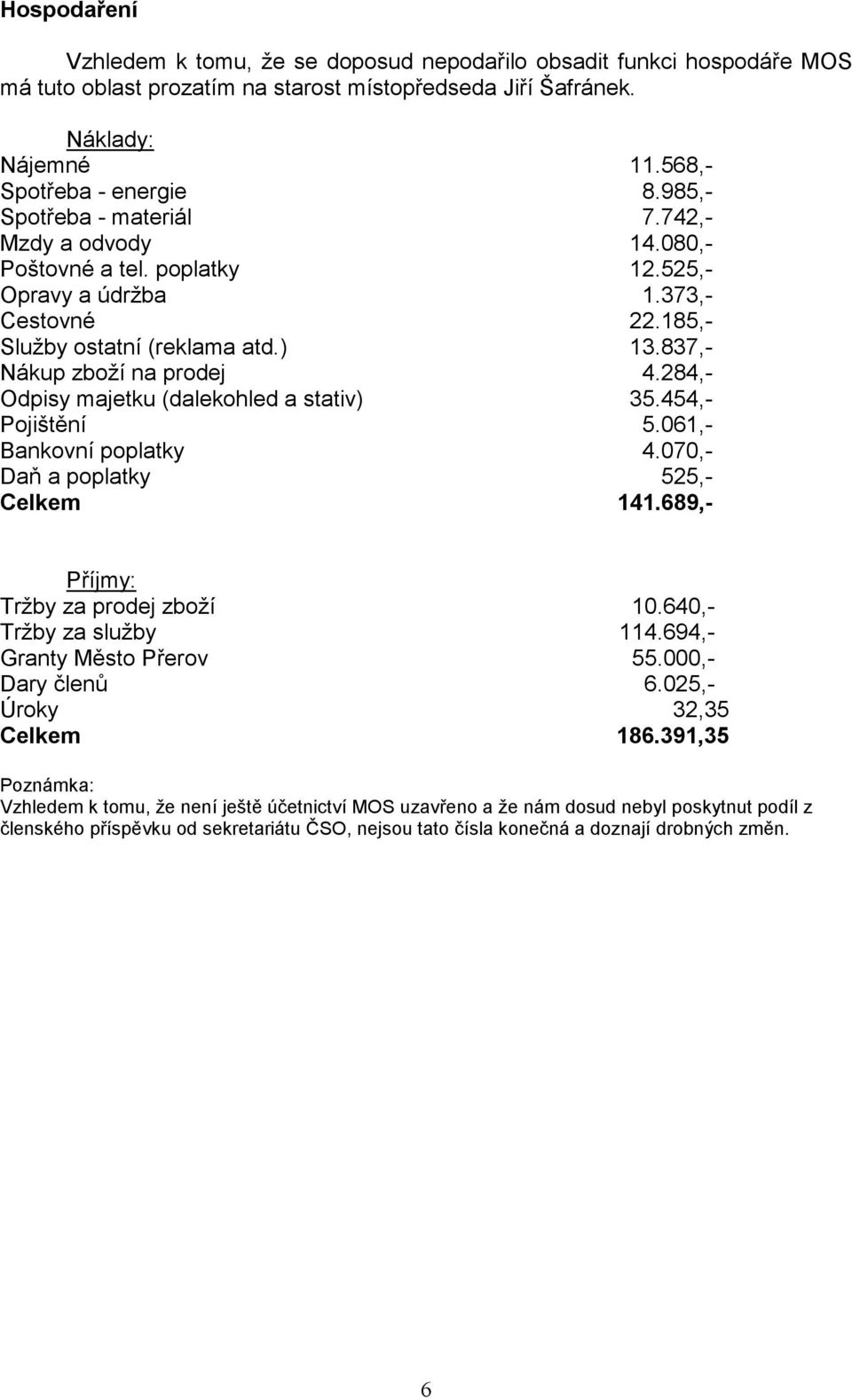 ) Nákup zboží na prodej Odpisy majetku (dalekohled a stativ) Pojištění Bankovní poplatky Daň a poplatky Celkem 11.568,- 8.985,- 7.742,- 14.080,- 12.525,- 1.373,- 22.185,- 13.837,- 4.284,- 35.454,- 5.