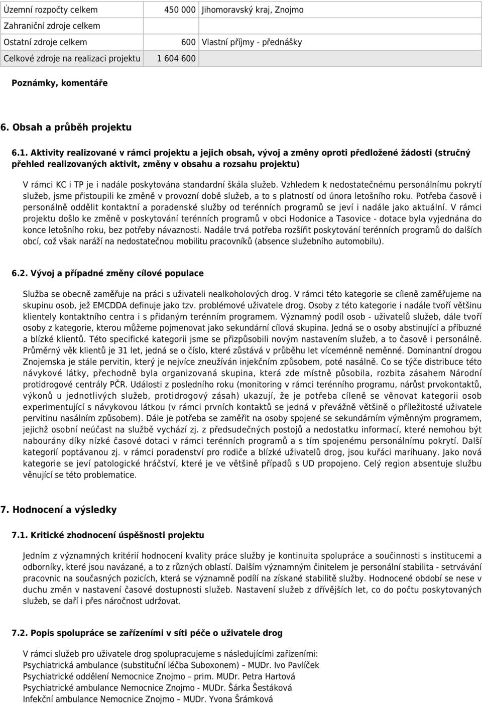 Aktivity realizované v rámci projektu a jejich obsah, vývoj a změny oproti předložené žádosti (stručný přehled realizovaných aktivit, změny v obsahu a rozsahu projektu) V rámci KC i TP je i nadále