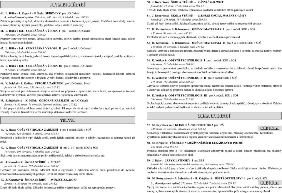 Tradiční i nové druhy surovin a různé přípravky, kypřicí prostředky, přídatné látky a obalové materiály. 41. L. Bláha a kol.: CUKRÁŘSKÁ VÝROBA I pro 1.