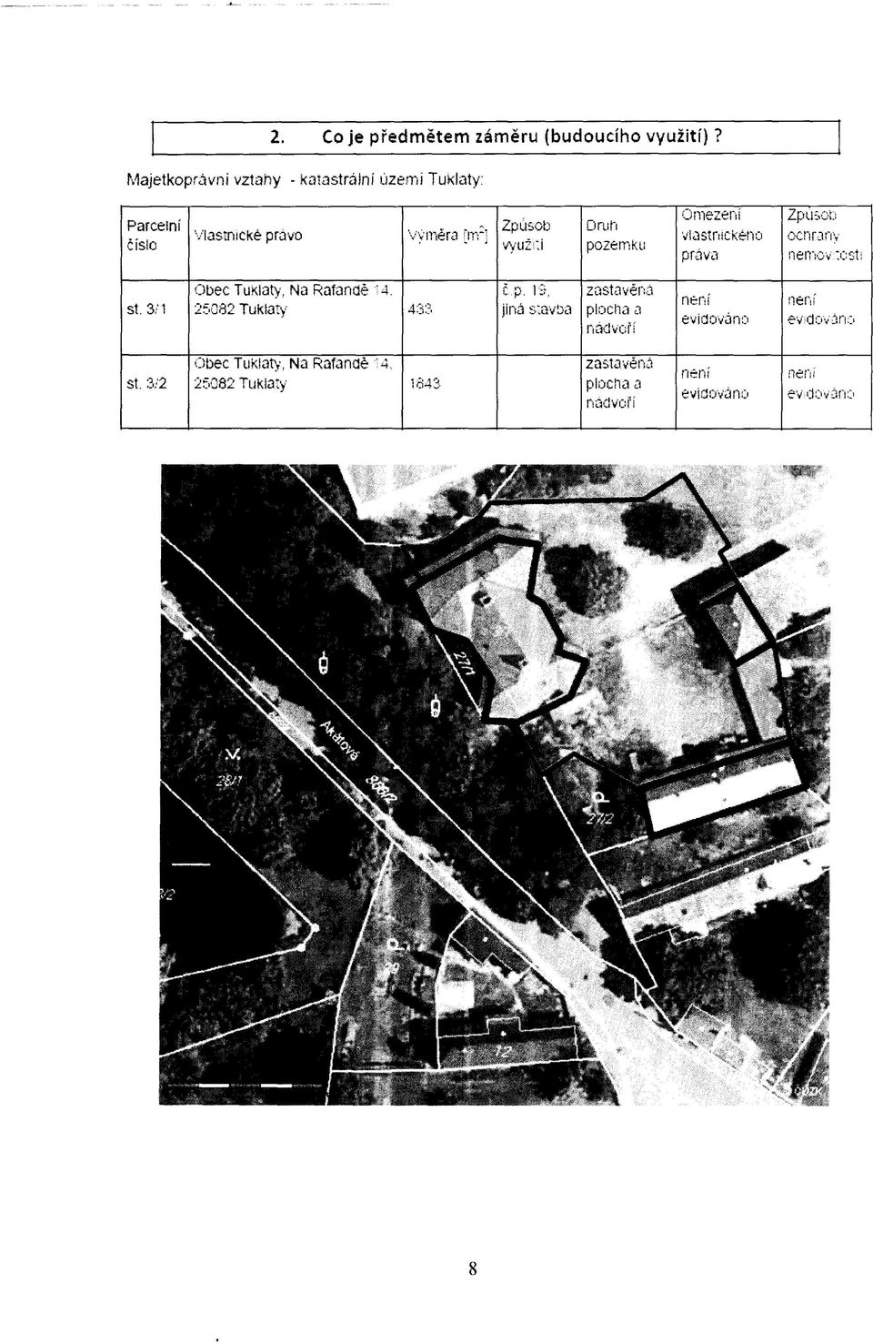 využiti Druh pozemku Omezení vlastnického práva Způsob ocnrany nemov.testi st. 3/1 Obec TuKlaty, Na Rafaridě 4.