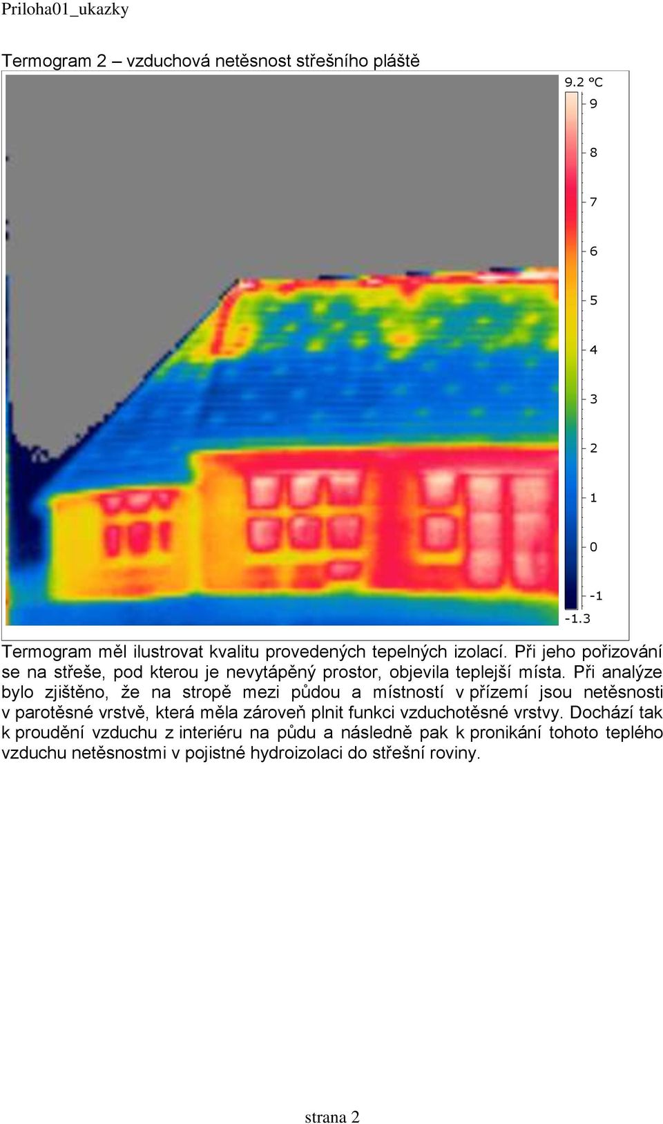 Při jeho pořizování se na střeše, pod kterou je nevytápěný prostor, objevila teplejší místa.