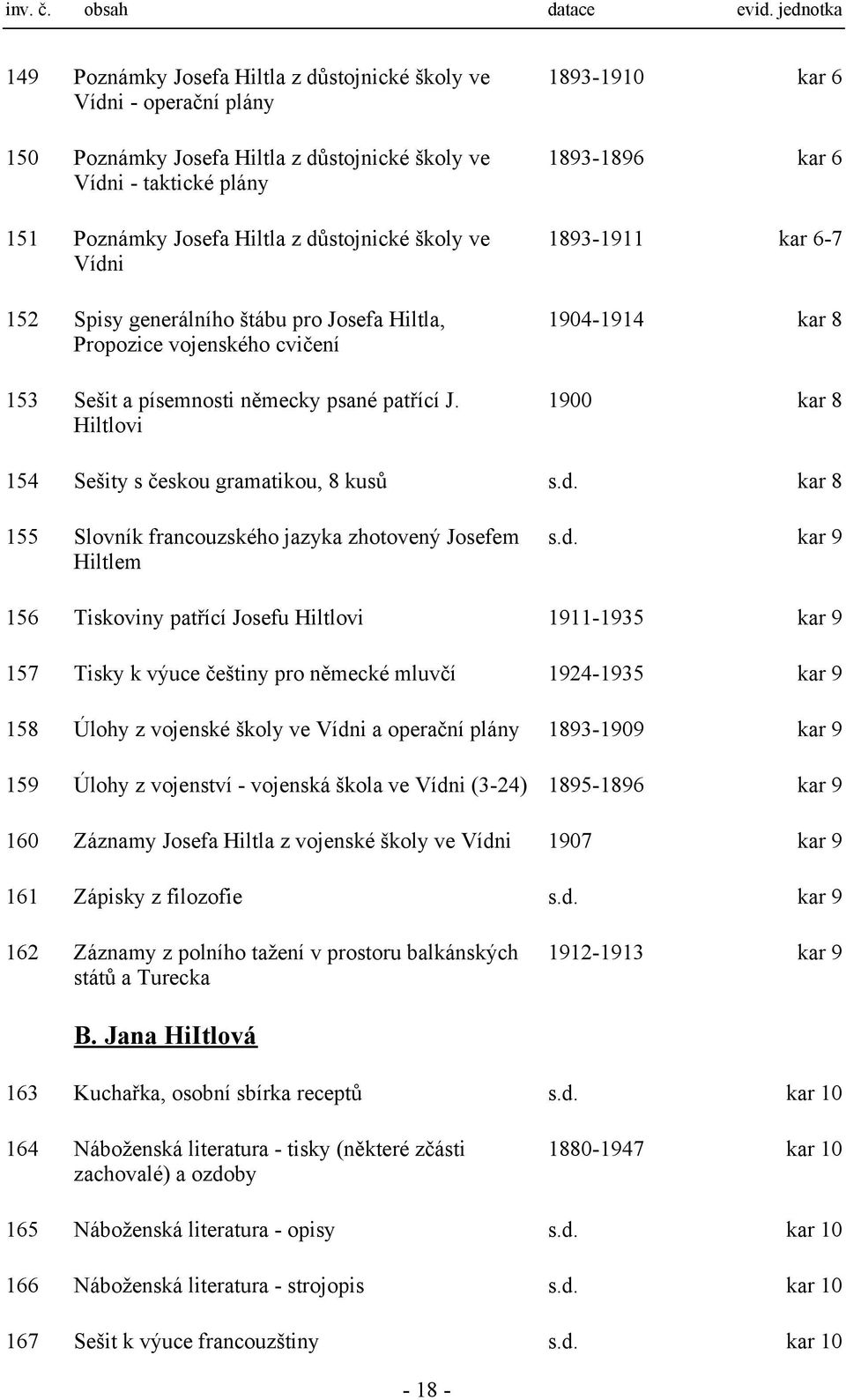 školy ve Vídni 152 Spisy generálního štábu pro Josefa Hiltla, Propozice vojenského cvičení 153 Sešit a písemnosti německy psané patřící J.