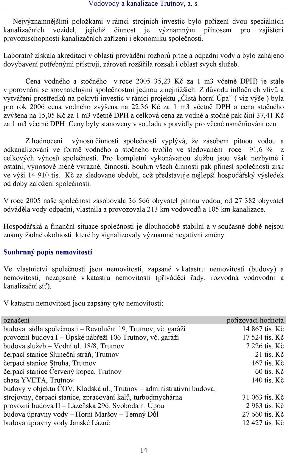 Laboratoř získala akreditaci v oblasti provádění rozborů pitné a odpadní vody a bylo zahájeno dovybavení potřebnými přístroji, zároveň rozšířila rozsah i oblast svých služeb.