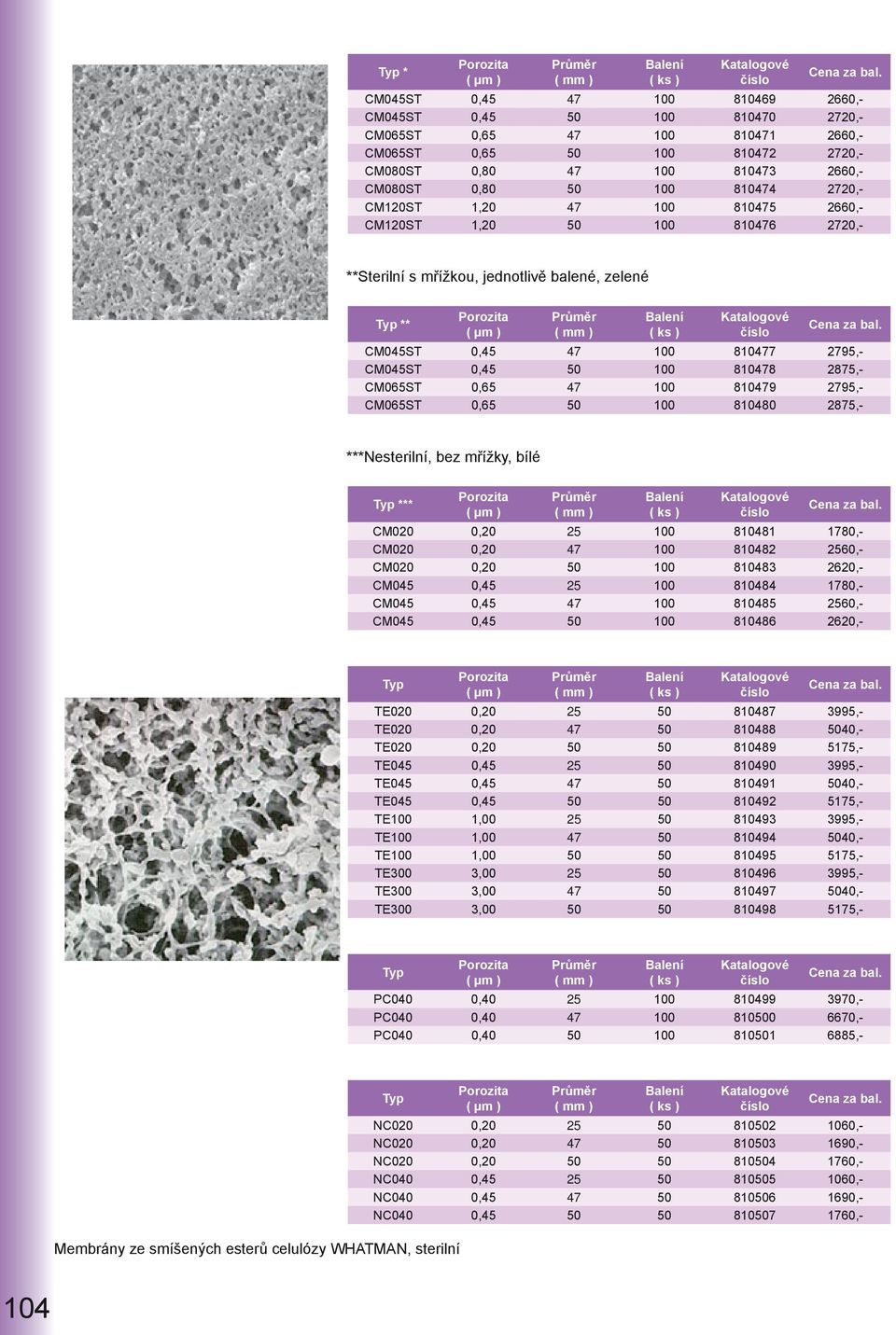 CM065ST 0,65 47 100 810479 2795,- CM065ST 0,65 50 100 810480 2875,- ***Nesterilní, bez mřížky, bílé *** CM020 0,20 25 100 810481 1780,- CM020 0,20 47 100 810482 2560,- CM020 0,20 50 100 810483 2620,-