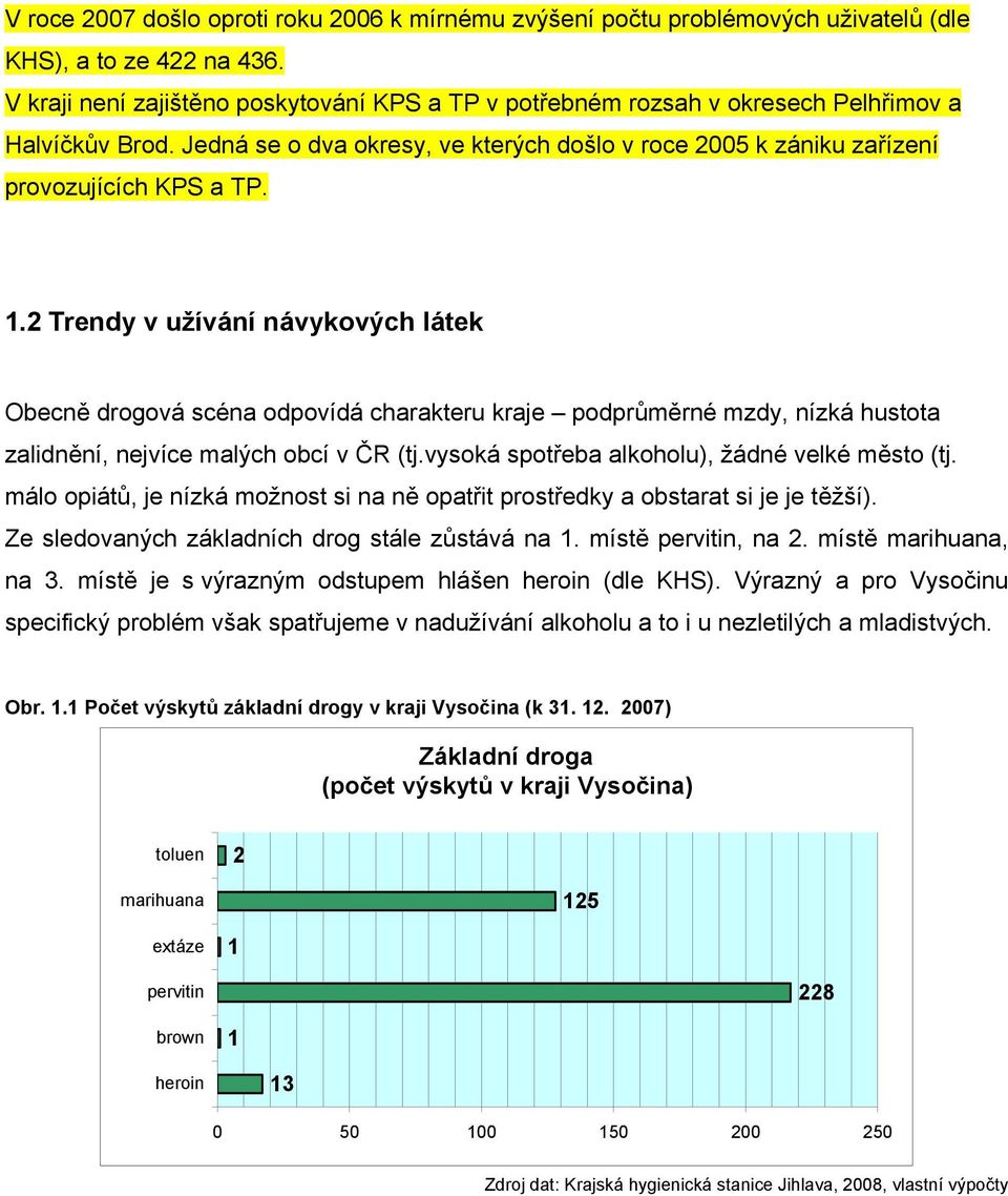 2 Trendy v užívání návykových látek Obecně drogová scéna odpovídá charakteru kraje podprůměrné mzdy, nízká hustota zalidnění, nejvíce malých obcí v ČR (tj.