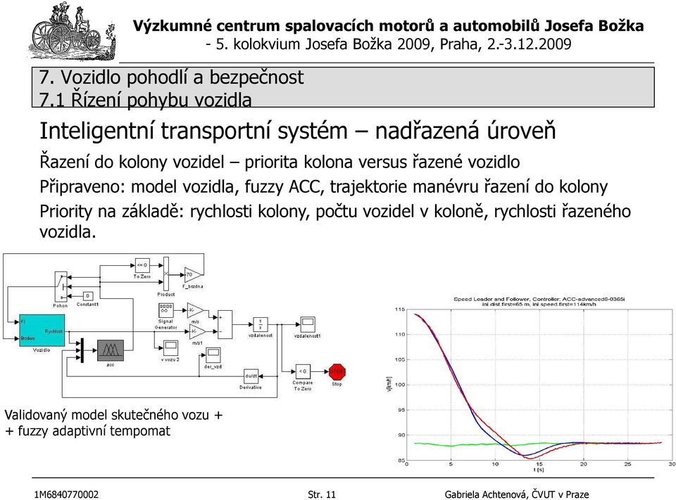 na základě: rychlosti kolony, počtu vozidel v koloně, rychlosti řazeného vozidla.