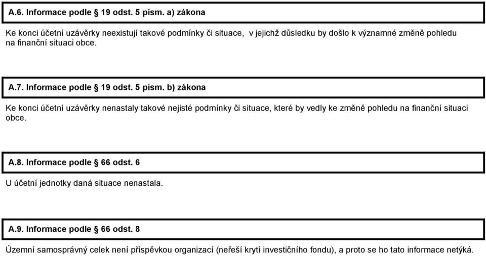 obce. A.7. Informace podle 19 odst. 5 písm.