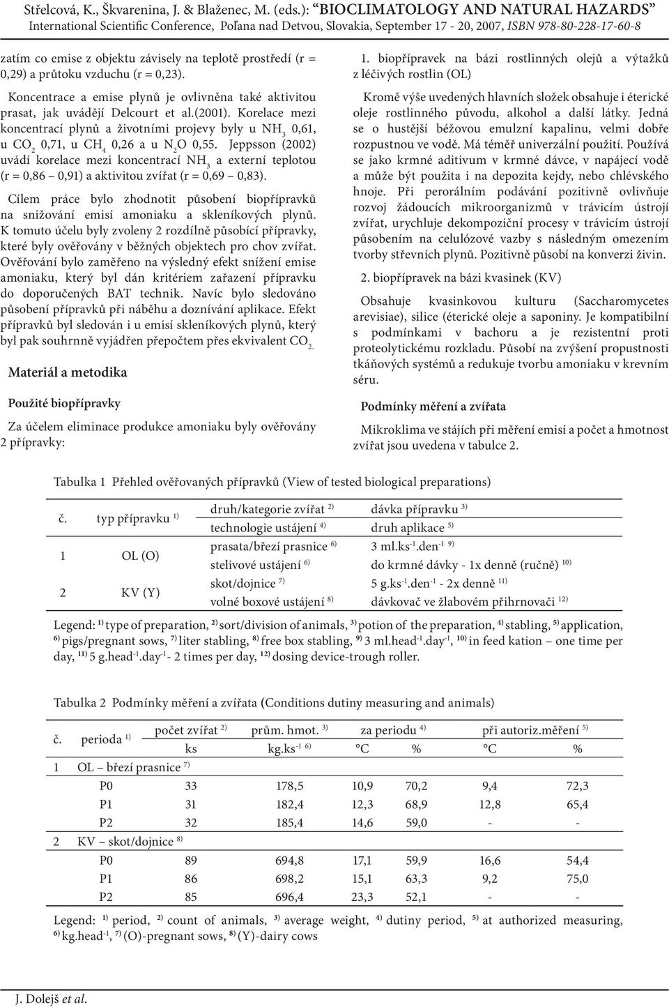 Jeppsson (2002) uvádí korelace mezi koncentrací NH 3 a externí teplotou (r = 0,86 0,91) a aktivitou zvířat (r = 0,69 0,83).