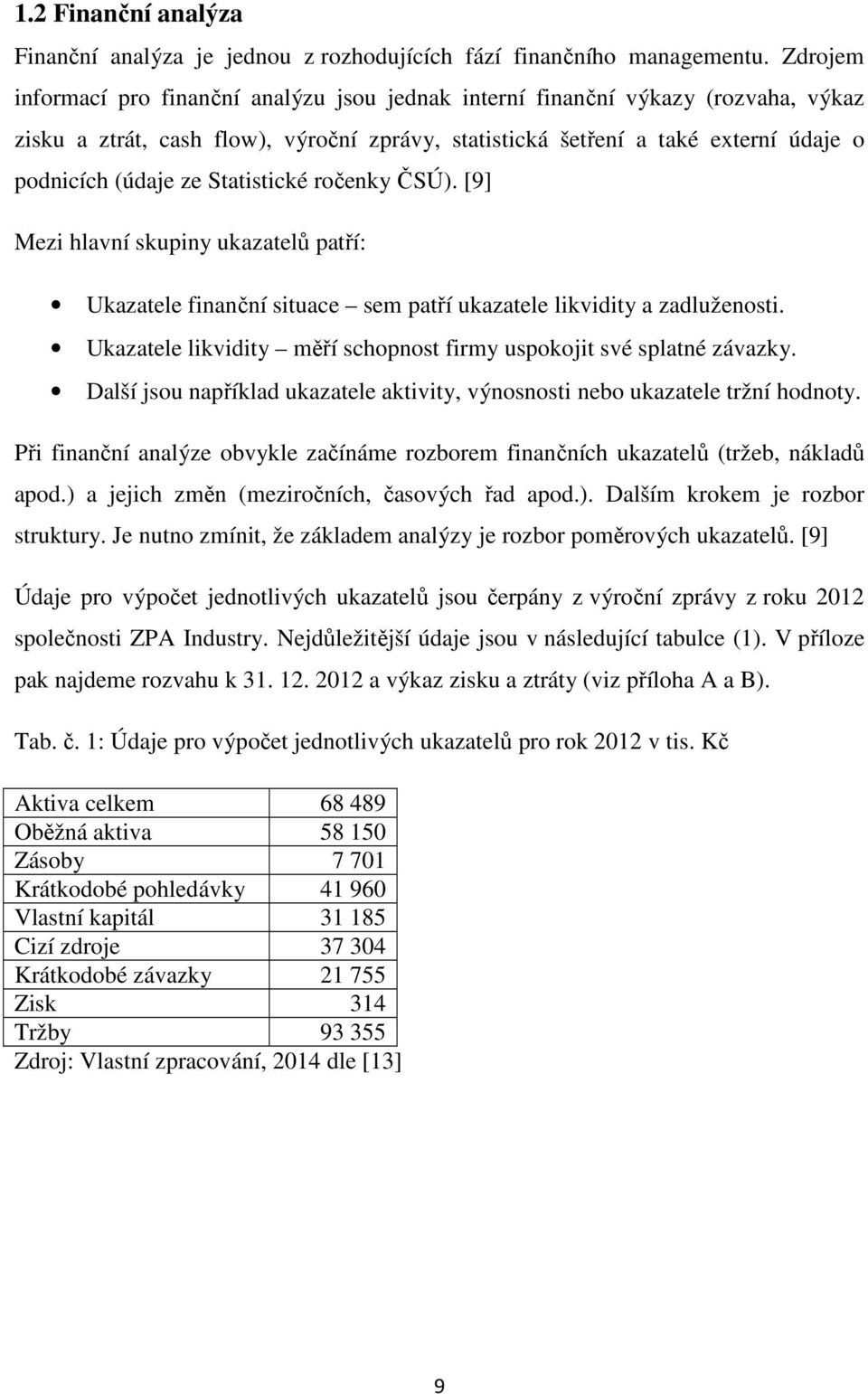 Statistické ročenky ČSÚ). [9] Mezi hlavní skupiny ukazatelů patří: Ukazatele finanční situace sem patří ukazatele likvidity a zadluženosti.