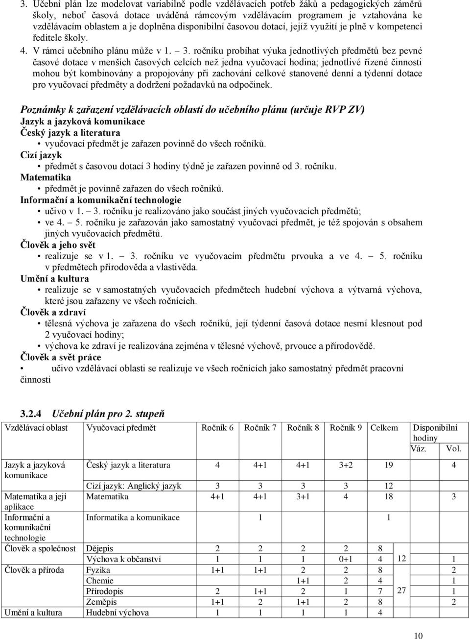 ročníku probíhat výuka jednotlivých předmětů bez pevné časové dotace v menších časových celcích než jedna vyučovací hodina; jednotlivé řízené činnosti mohou být kombinovány a propojovány při