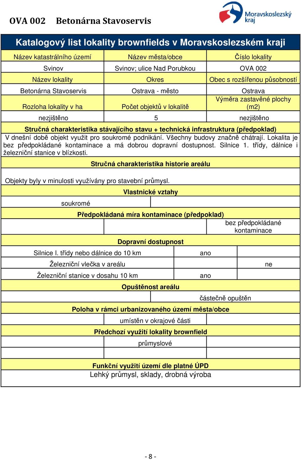 charakteristika stávajícího stavu + technická infrastruktura (předpoklad) V dnešní době objekt využit pro soukromé podnikání. Všechny budovy značně chátrají.