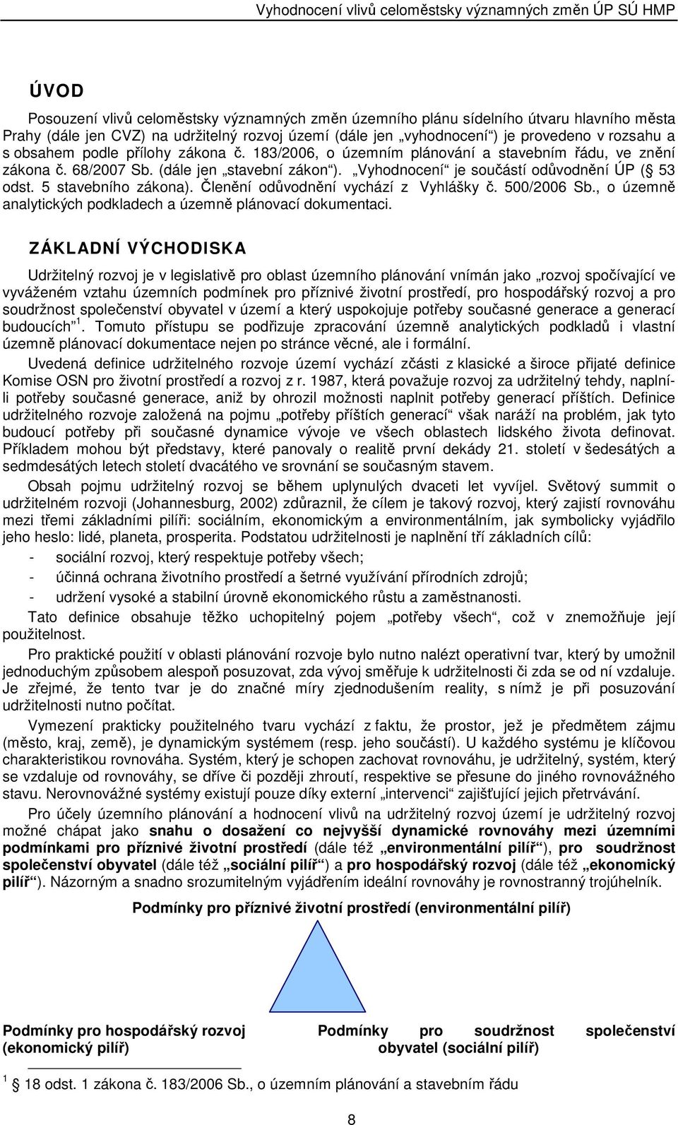 5 stavebního zákona). Členění odůvodnění vychází z Vyhlášky č. 500/2006 Sb., o územně analytických podkladech a územně plánovací dokumentaci.