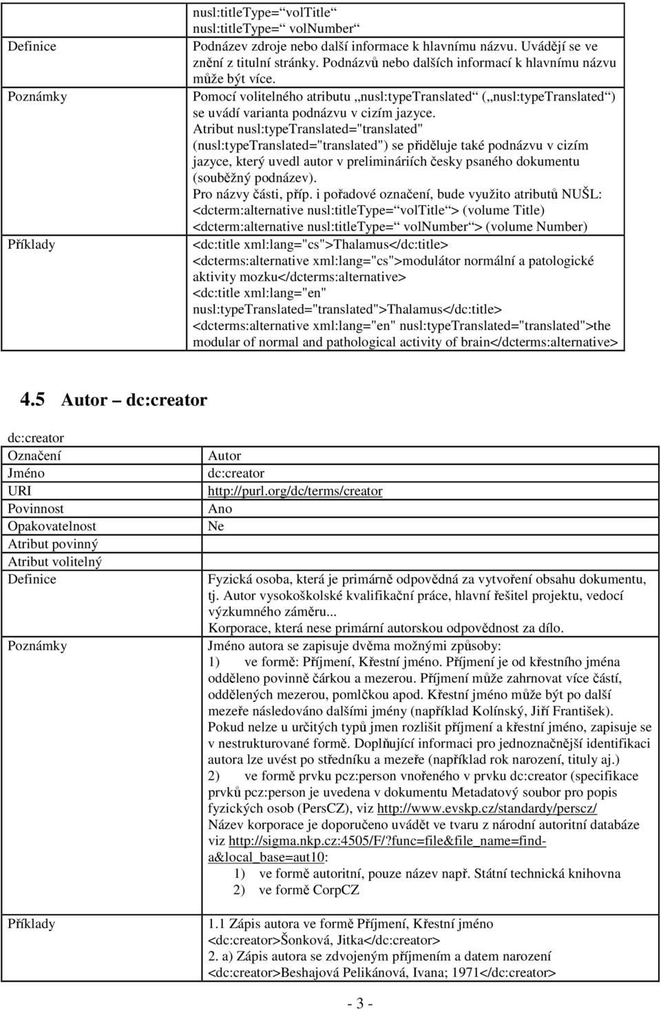 Atribut nusl:typetranslated="translated" (nusl:typetranslated="translated") se přiděluje také podnázvu v cizím jazyce, který uvedl autor v prelimináriích česky psaného dokumentu (souběžný podnázev).