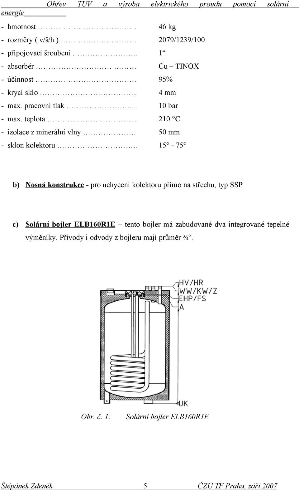 .. 210 C - izolace z minerální vlny 50 mm - sklon kolektoru.