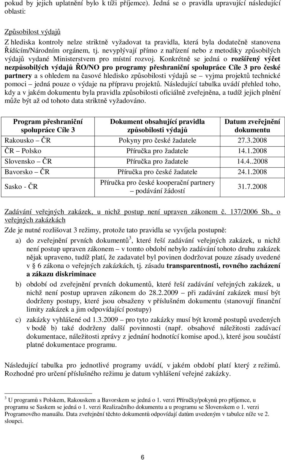 nevyplývají přímo z nařízení nebo z metodiky způsobilých výdajů vydané Ministerstvem pro místní rozvoj.