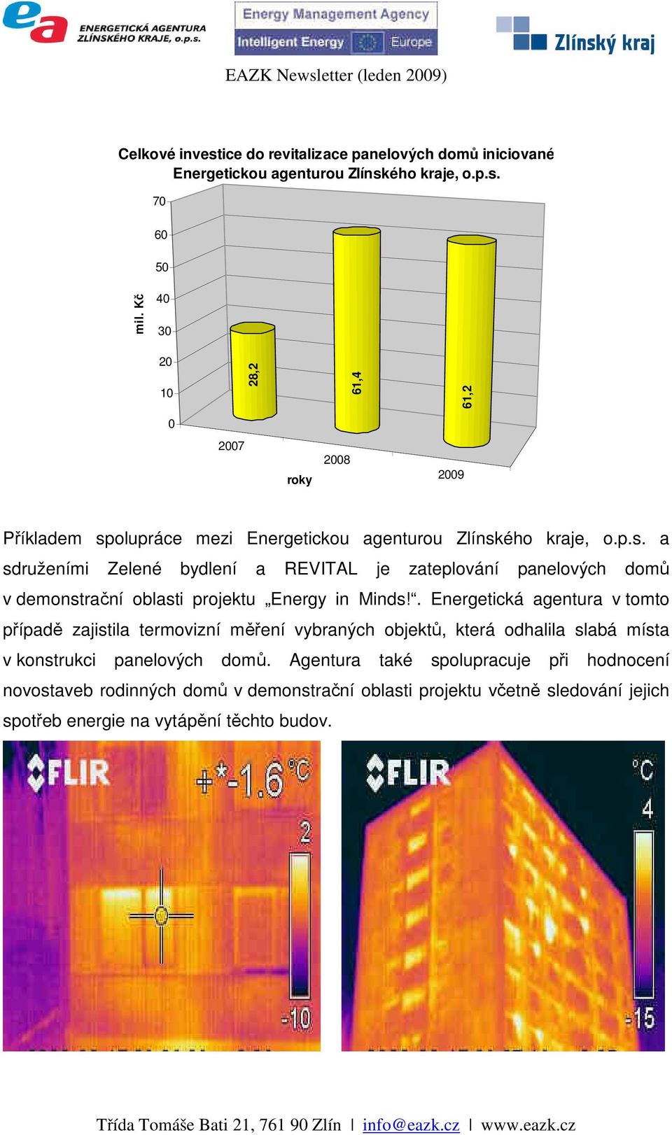 olupráce mezi Energetickou agenturou Zlínského kraje, o.p.s. a sdruženími Zelené bydlení a REVITAL je zateplování panelových domů v demonstrační oblasti projektu Energy in Minds!