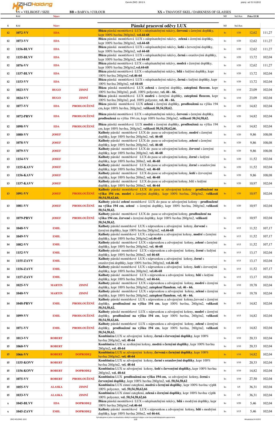 44-68 12 1156-BLVV EDA Blůza pánská montérková LUX s odepínatelnými rukávy, šedá s červenými doplňky, kepr 100% bavlna 260g/m2, vel 44-68 12 1155-BLVV EDA Blůza pánská montérková LUX s odepínatelnými