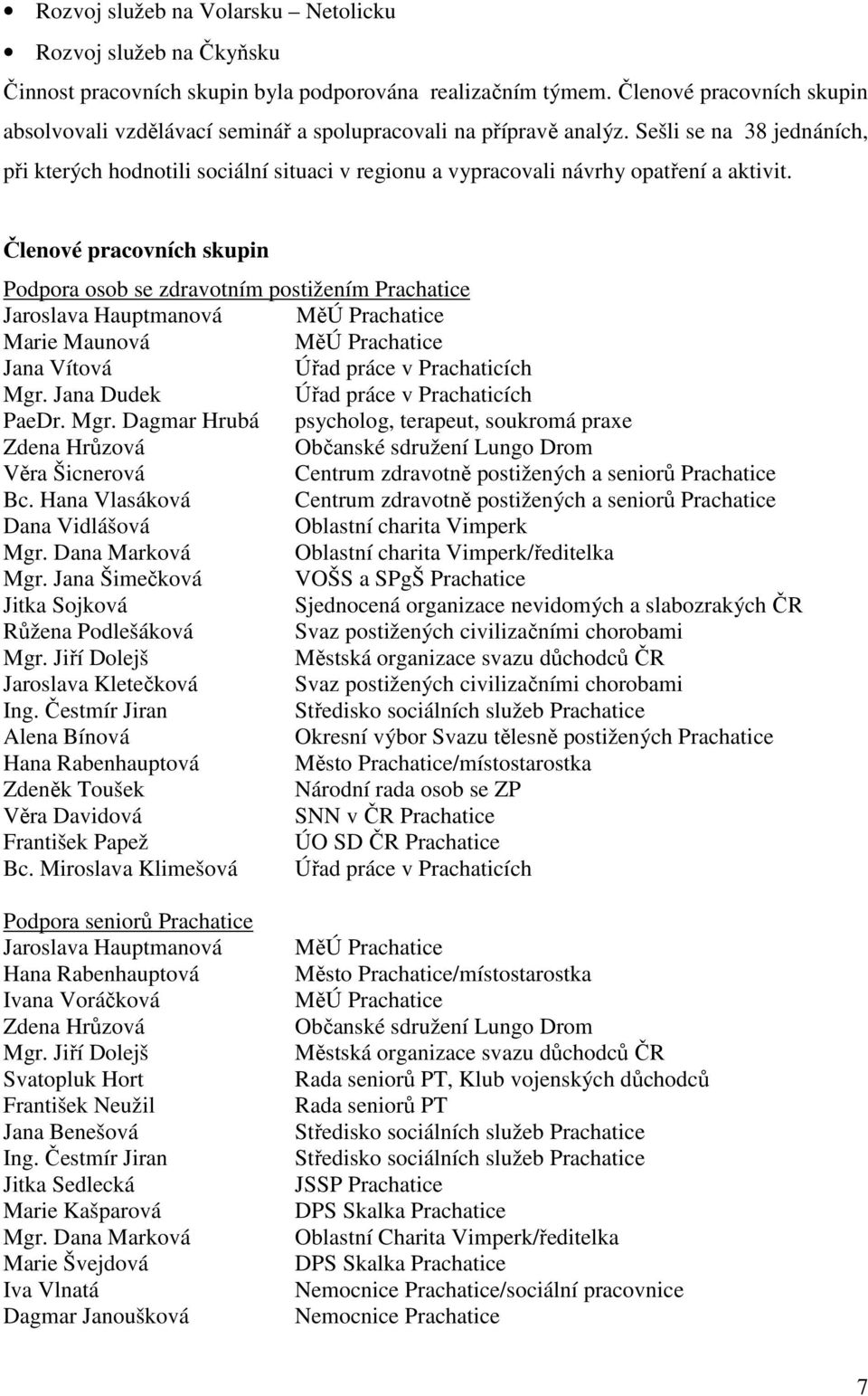 Sešli se na 38 jednáních, při kterých hodnotili sociální situaci v regionu a vypracovali návrhy opatření a aktivit.