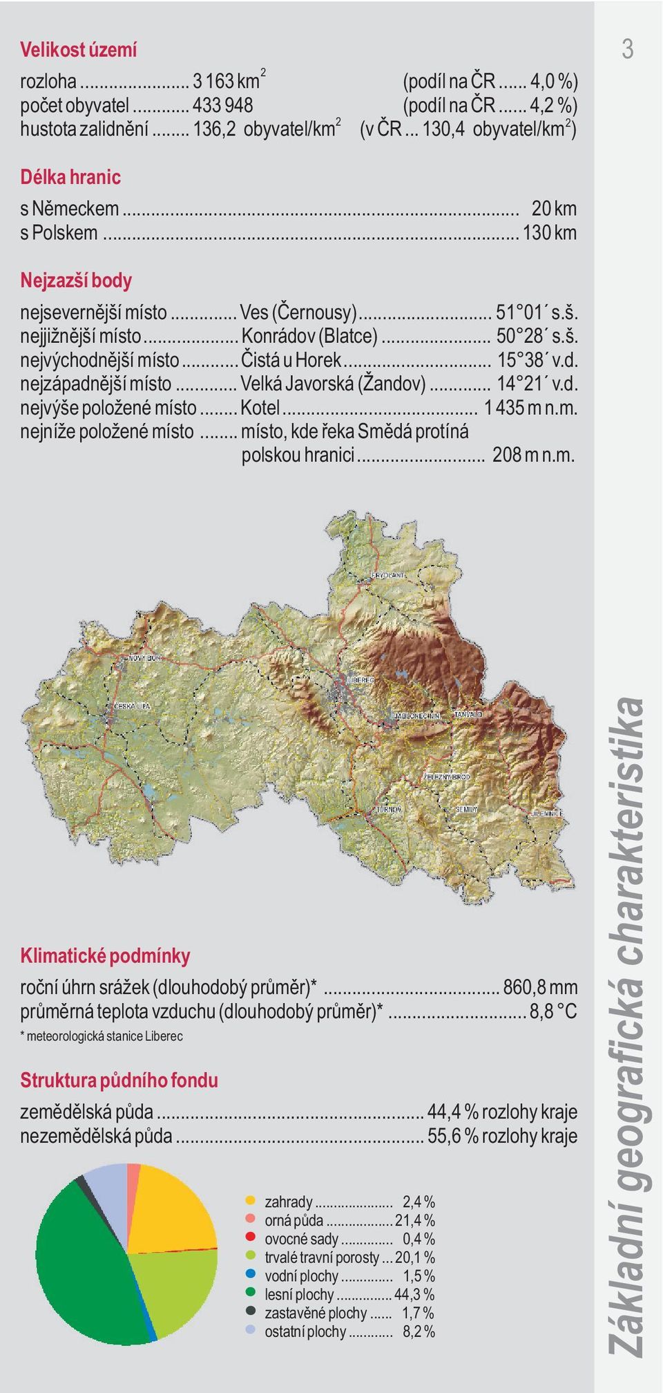 .. Èistá u Horek... 15 38 v.d. nejzápadnìjší místo... Velká Javorská (Žandov)... 14 21 v.d. nejvýše položené místo... Kotel... 1 435 m n.m. nejníže položené místo.